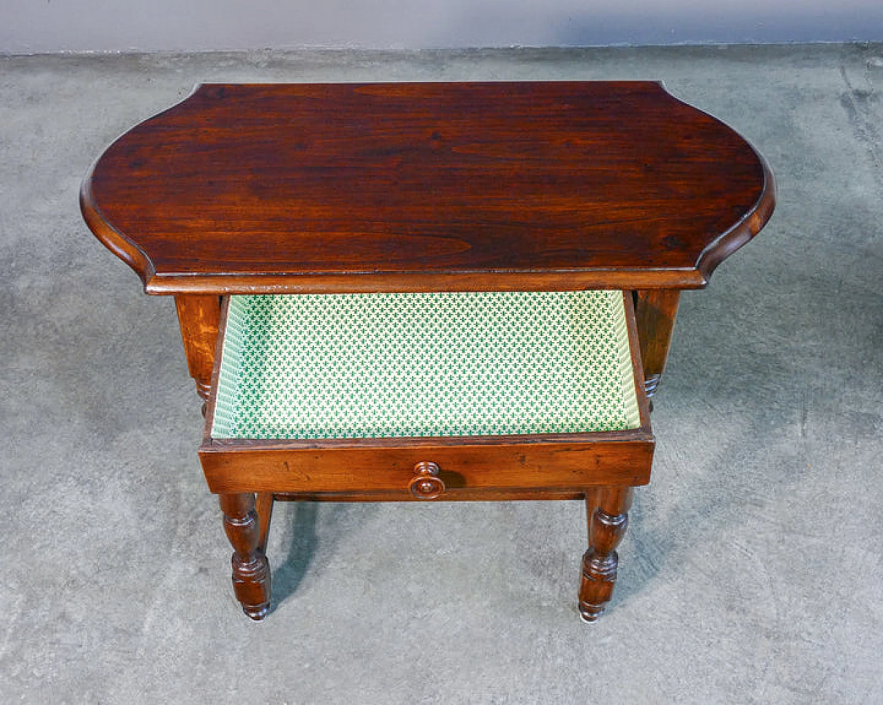 Charles X solid poplar coffee table with drawer, 19th century 6