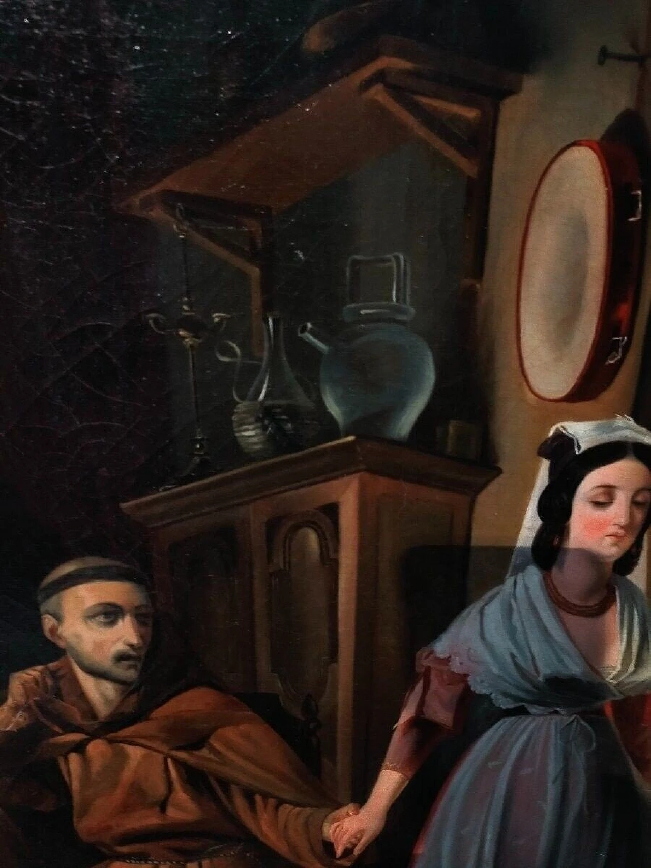 Interior with gallant scene, oil painting on canvas, 19th century 3