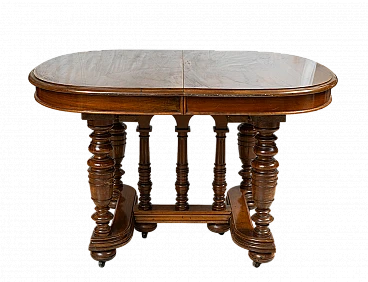 Henry II table in solid walnut, second half of 19th century