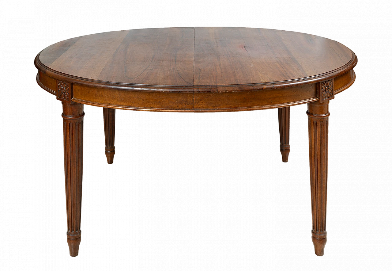 Oval Napoleon III solid walnut table, 19th century 6