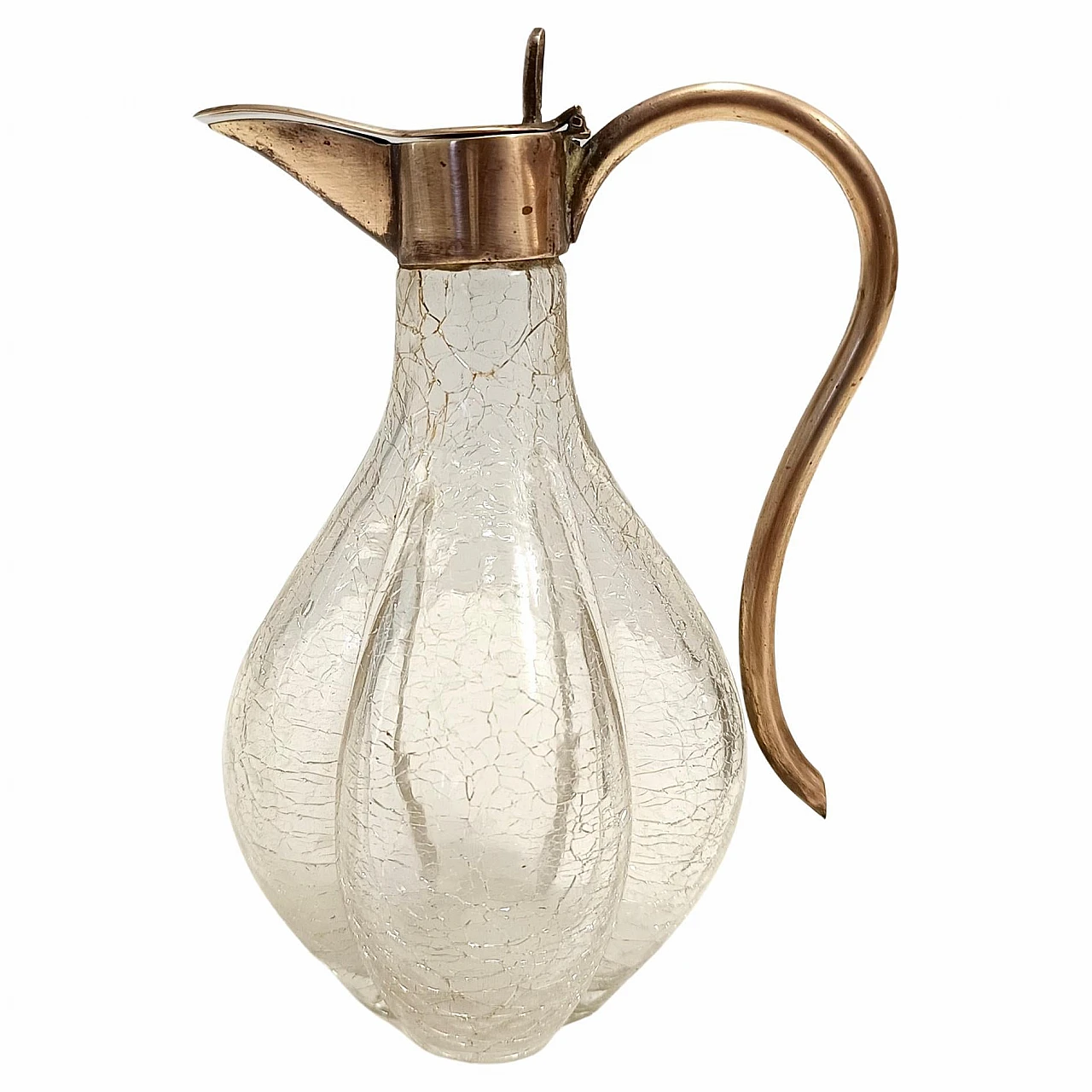 Decanter per liquori in ottone e vetro di Murano, anni '20 1