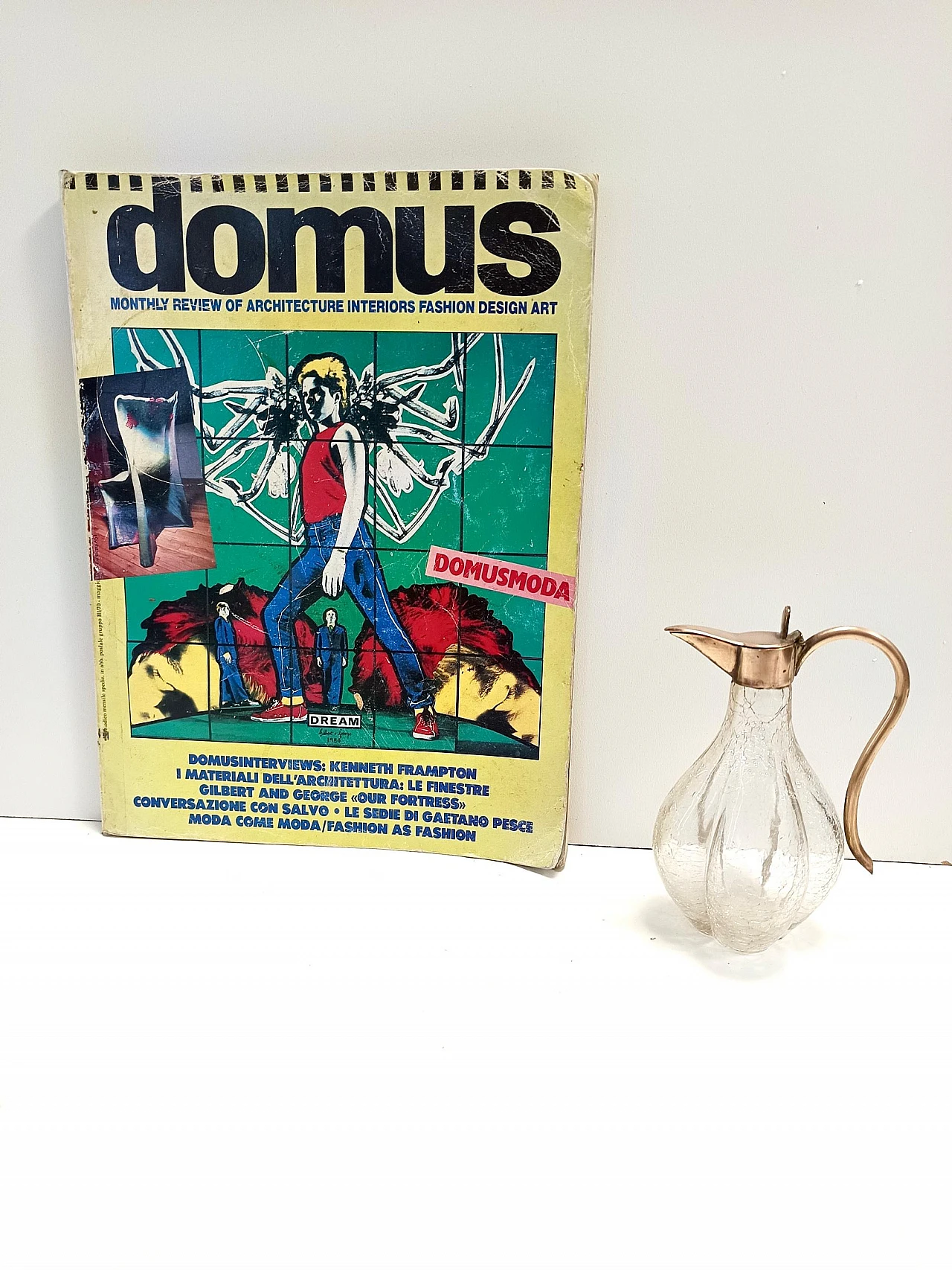 Decanter per liquori in ottone e vetro di Murano, anni '20 2