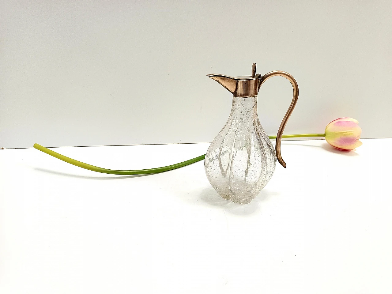 Decanter per liquori in ottone e vetro di Murano, anni '20 3