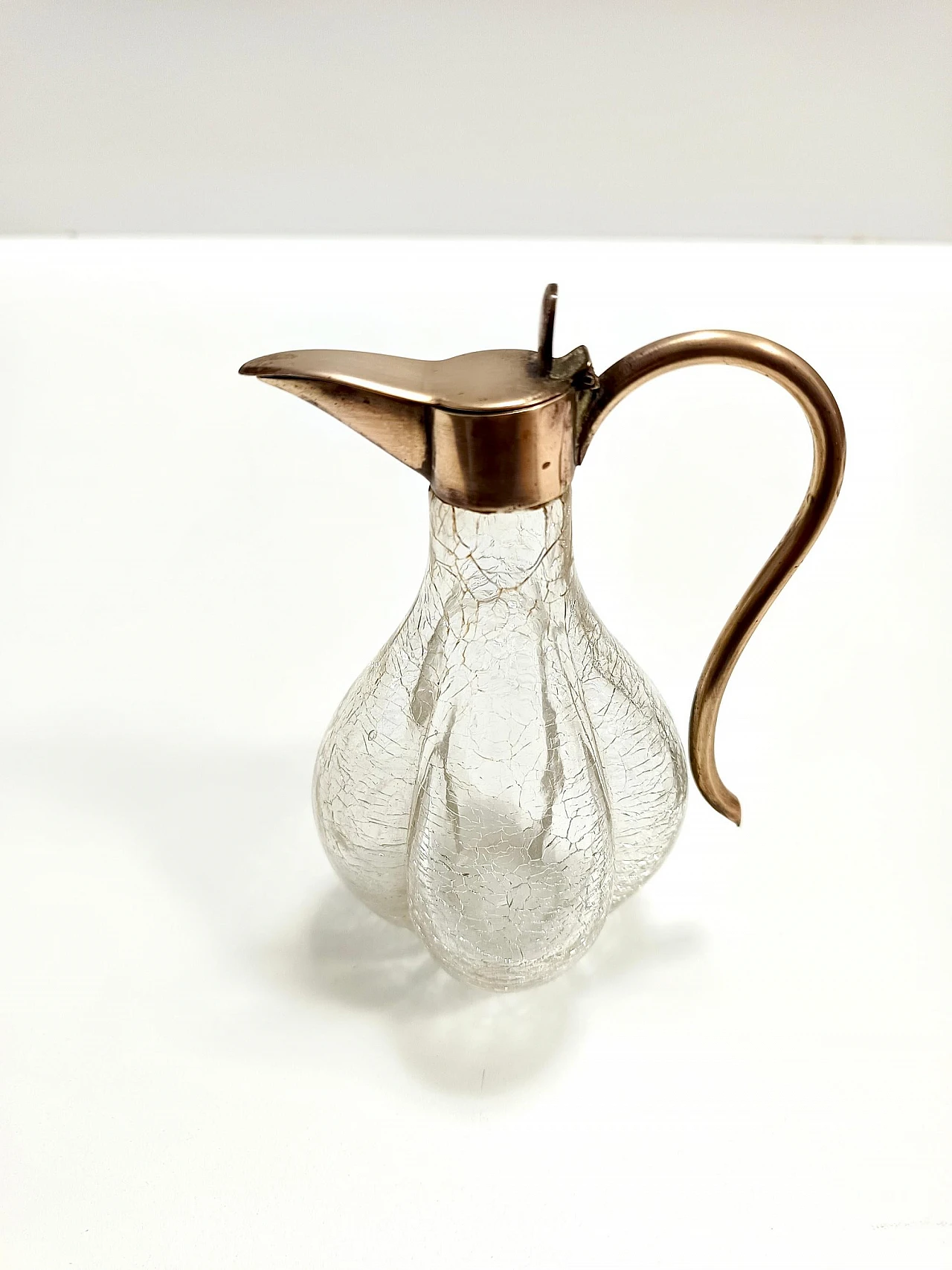 Decanter per liquori in ottone e vetro di Murano, anni '20 4