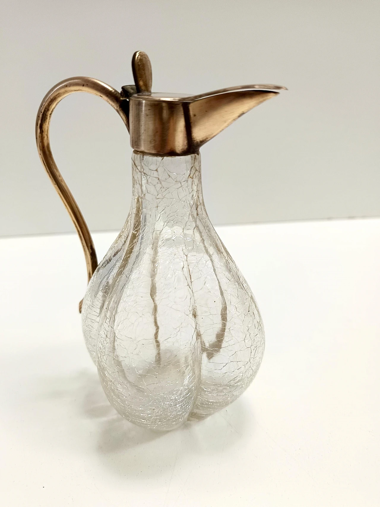 Decanter per liquori in ottone e vetro di Murano, anni '20 5