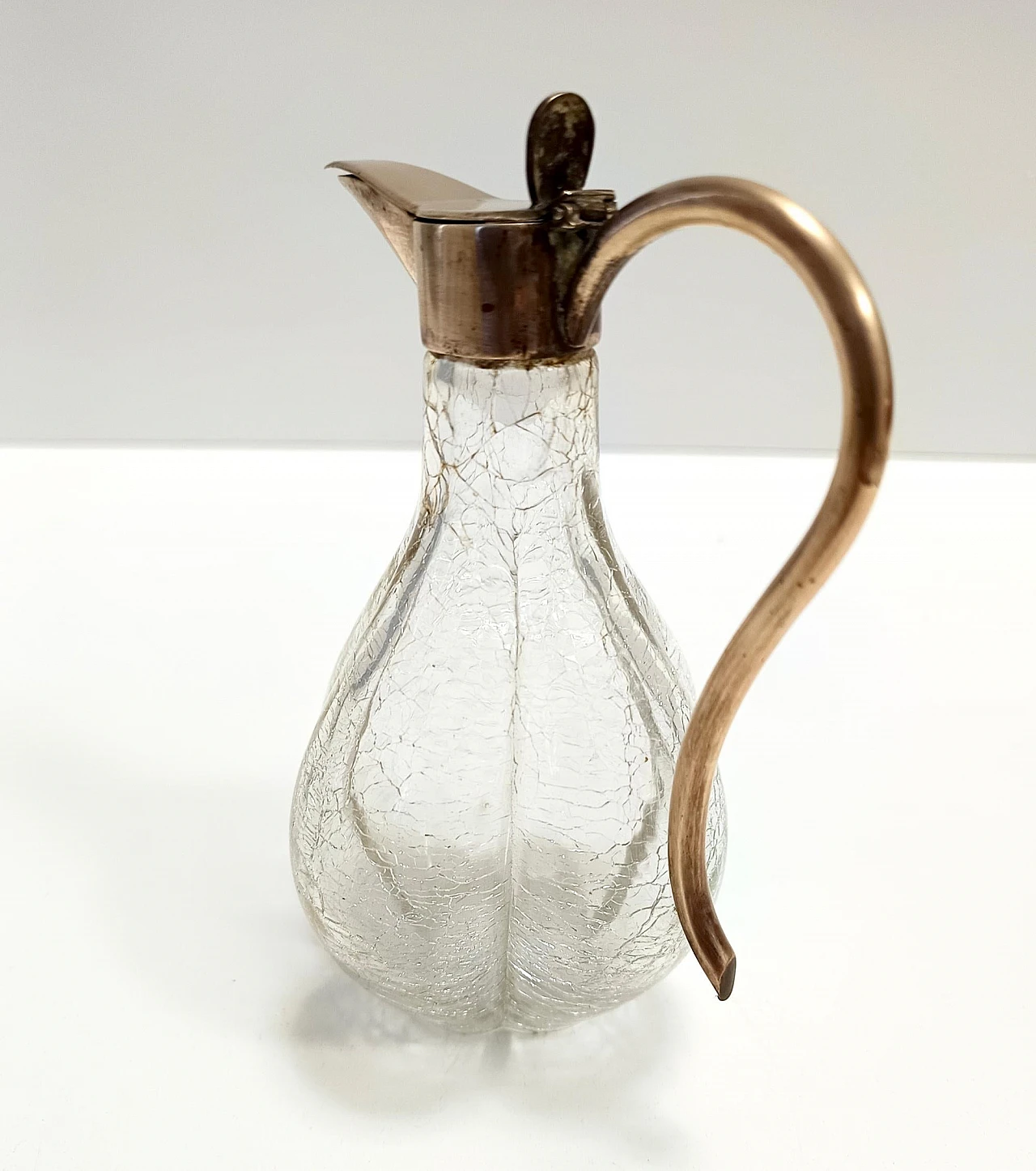 Decanter per liquori in ottone e vetro di Murano, anni '20 6