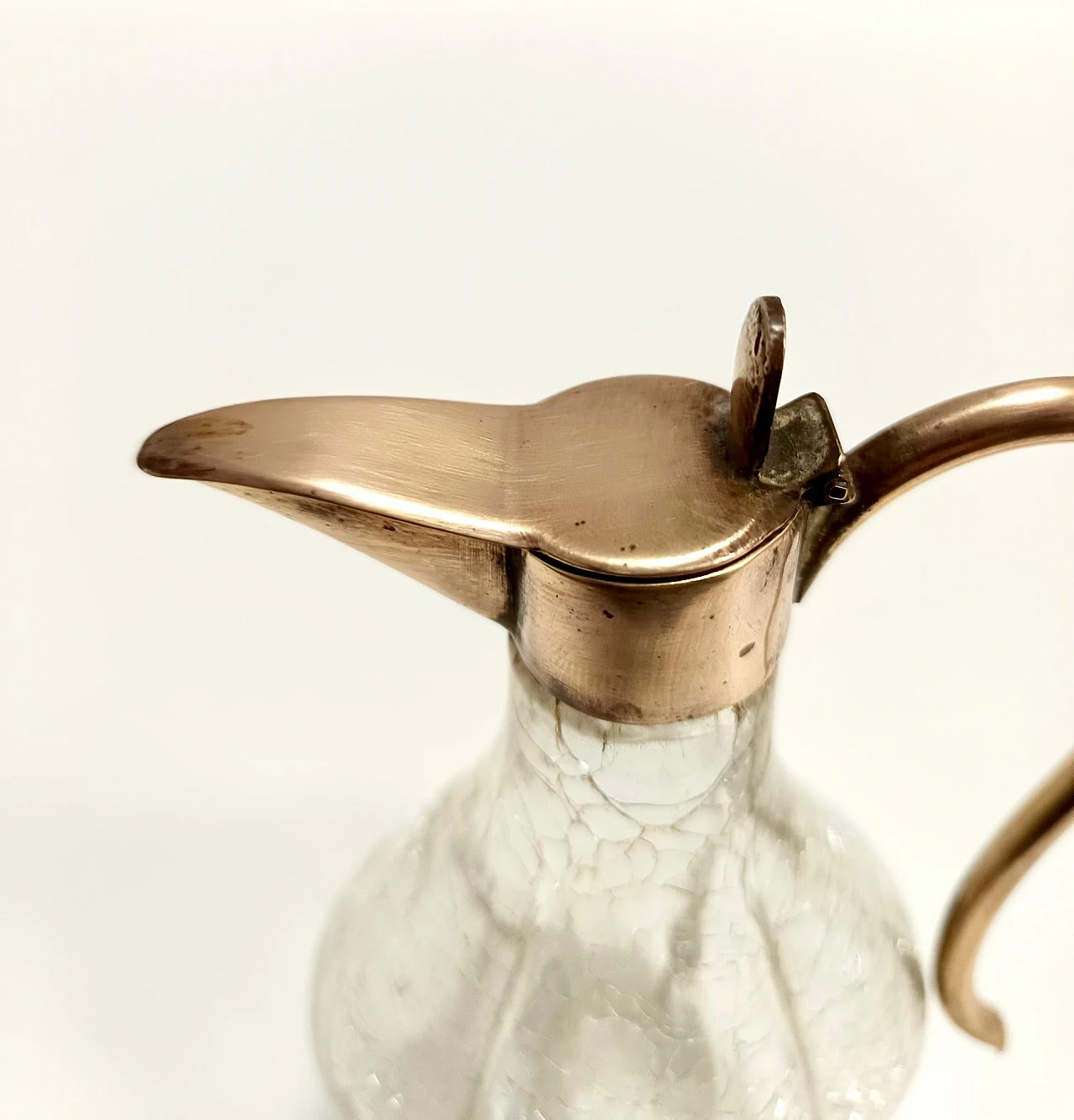 Decanter per liquori in ottone e vetro di Murano, anni '20 7