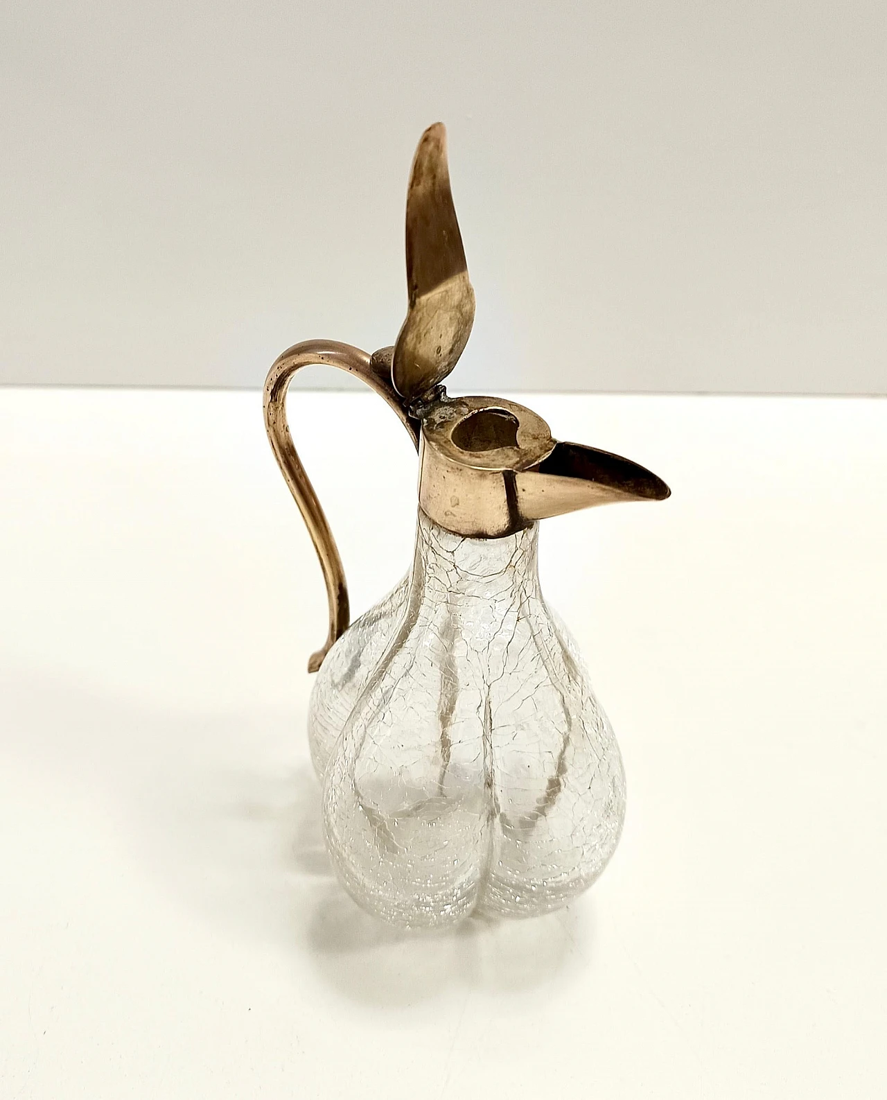 Decanter per liquori in ottone e vetro di Murano, anni '20 8