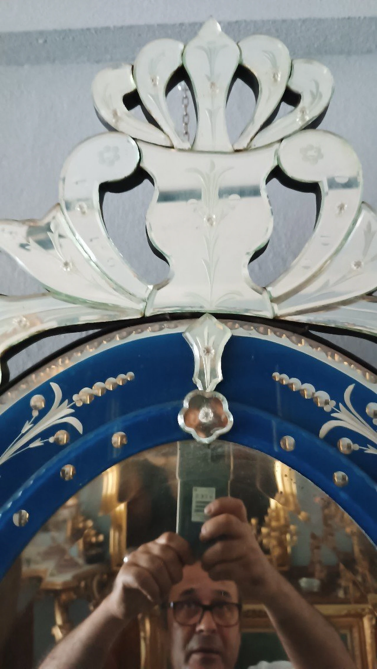 Specchio da parete ovale in vetro di Murano, anni '50 2