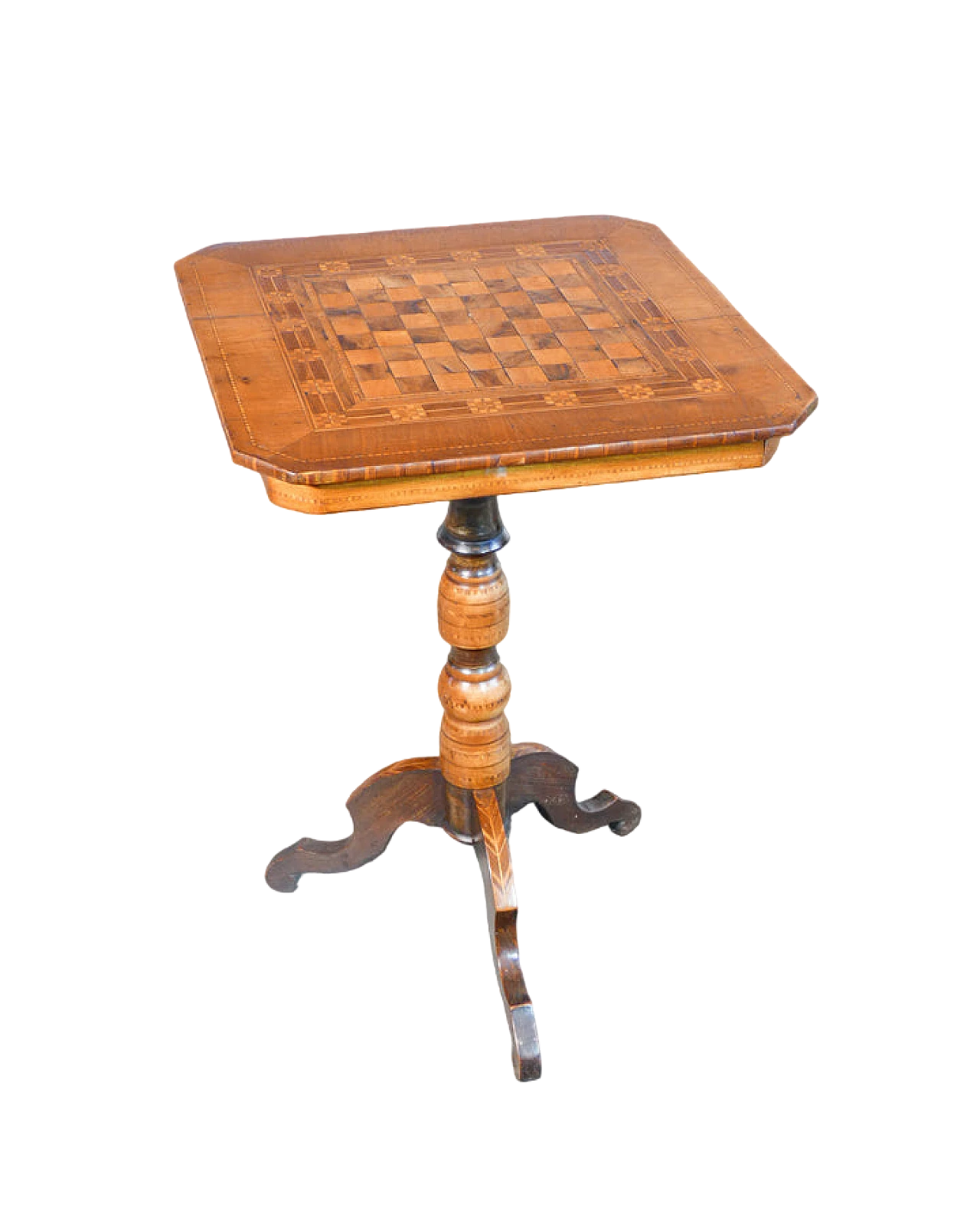 Louis Philippe side table with inlaid chessboard top, 19th century 2