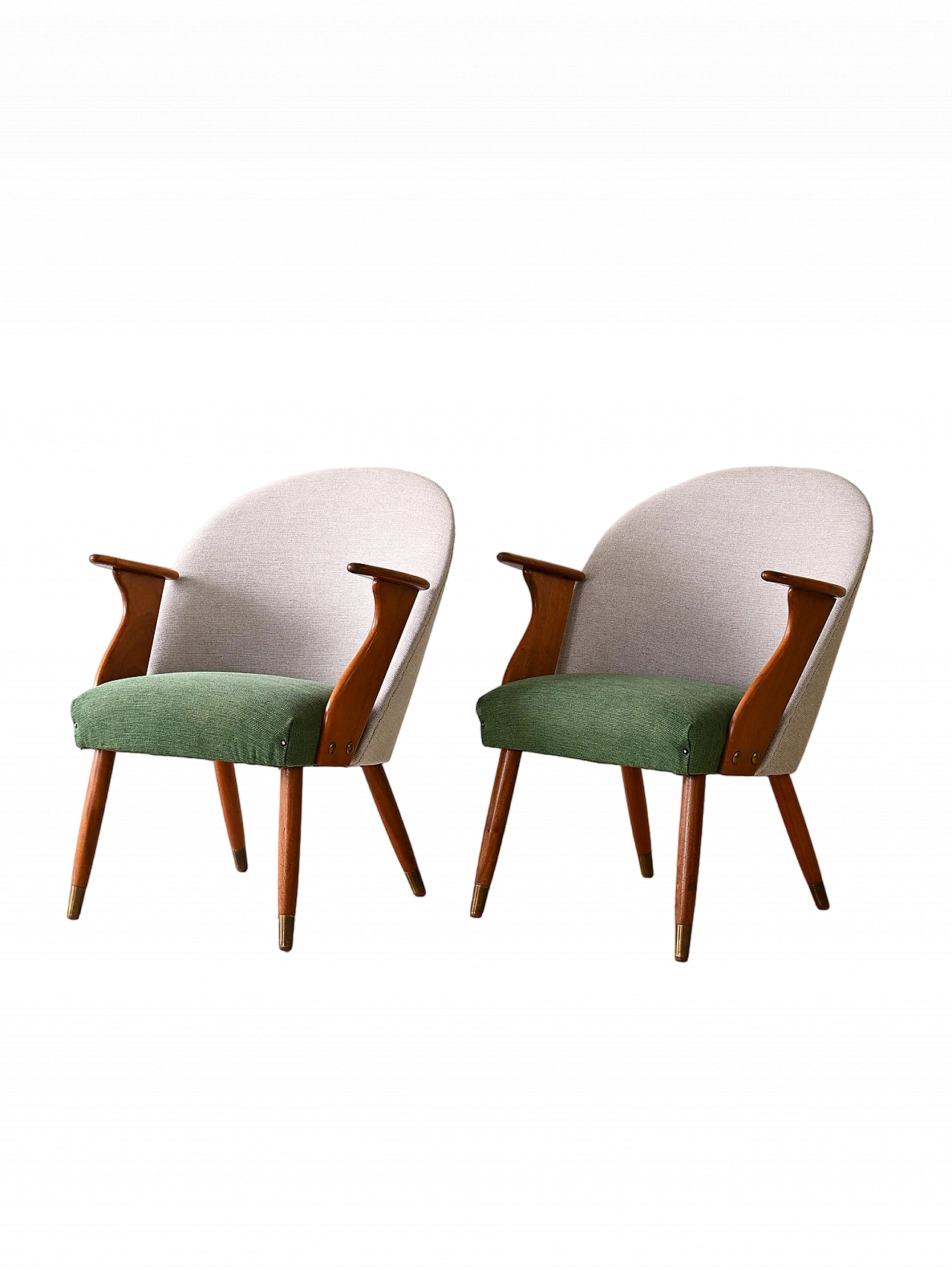 Pair of Scandinavian wooden armchairs with armrests, 1960s 10
