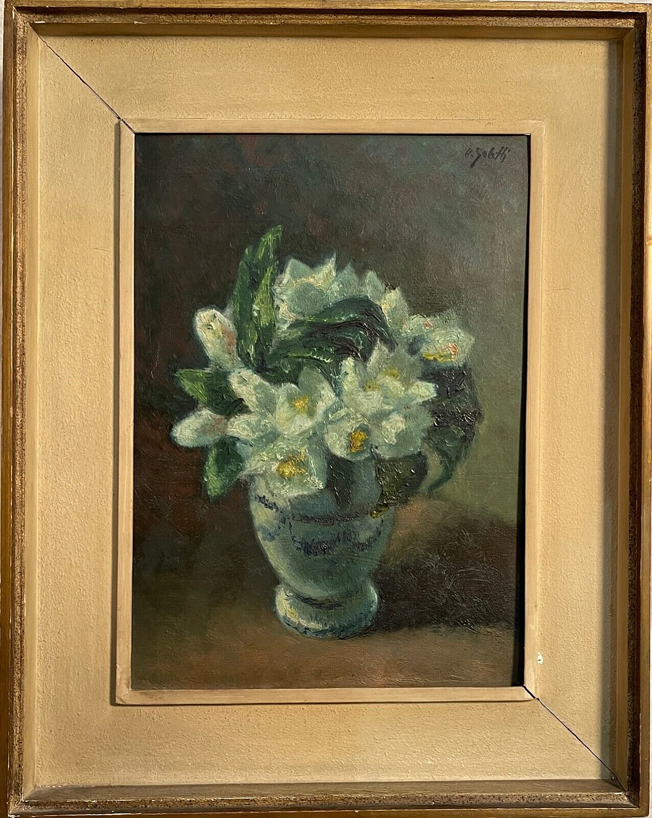 Ugo Galetti, vase of flowers, oil painting on panel 8