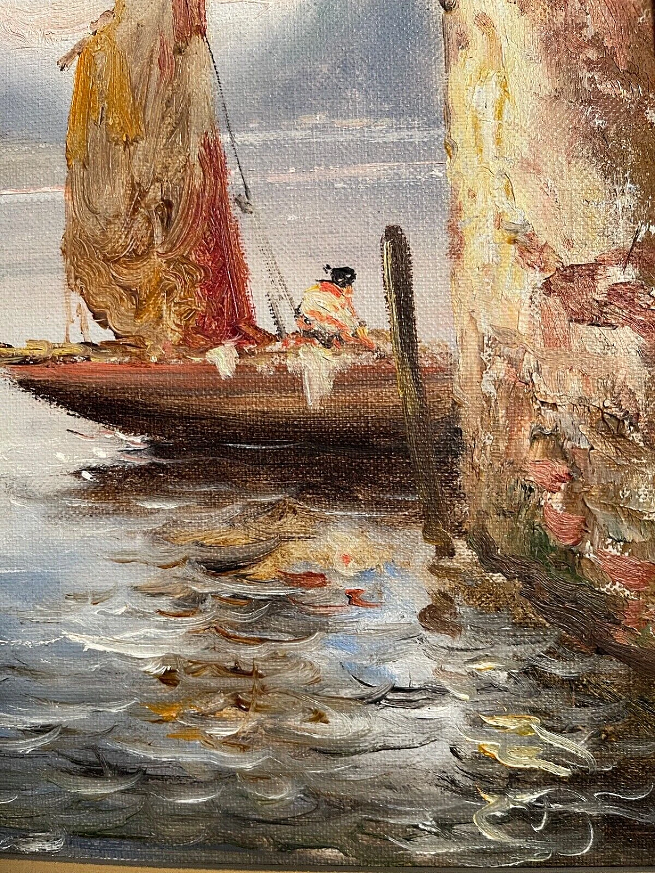 Francesco Mancini, lake glimpse, oil painting on panel, 19th century 3