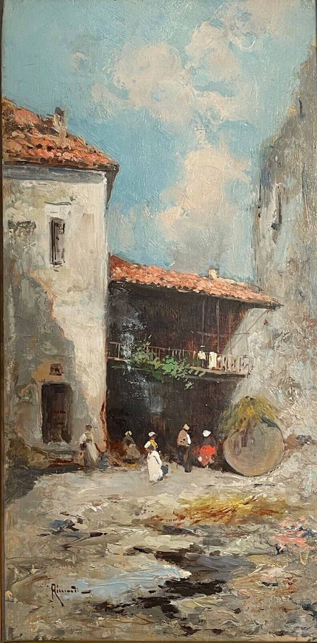 Ricciardi, Country houses, oil painting on panel, late 19th century 1
