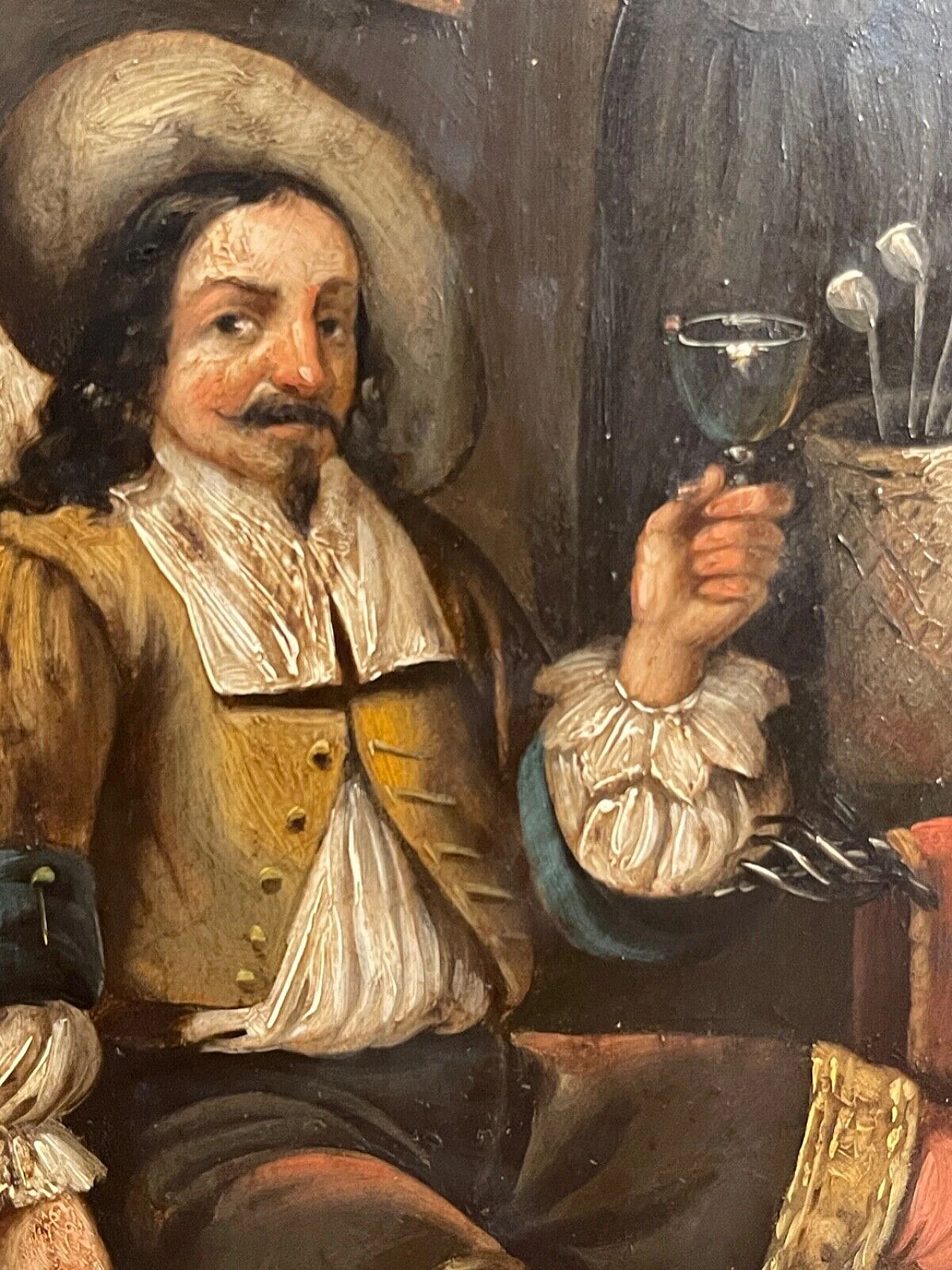 Interior with seated man, oil painting on metal, 18th century 2