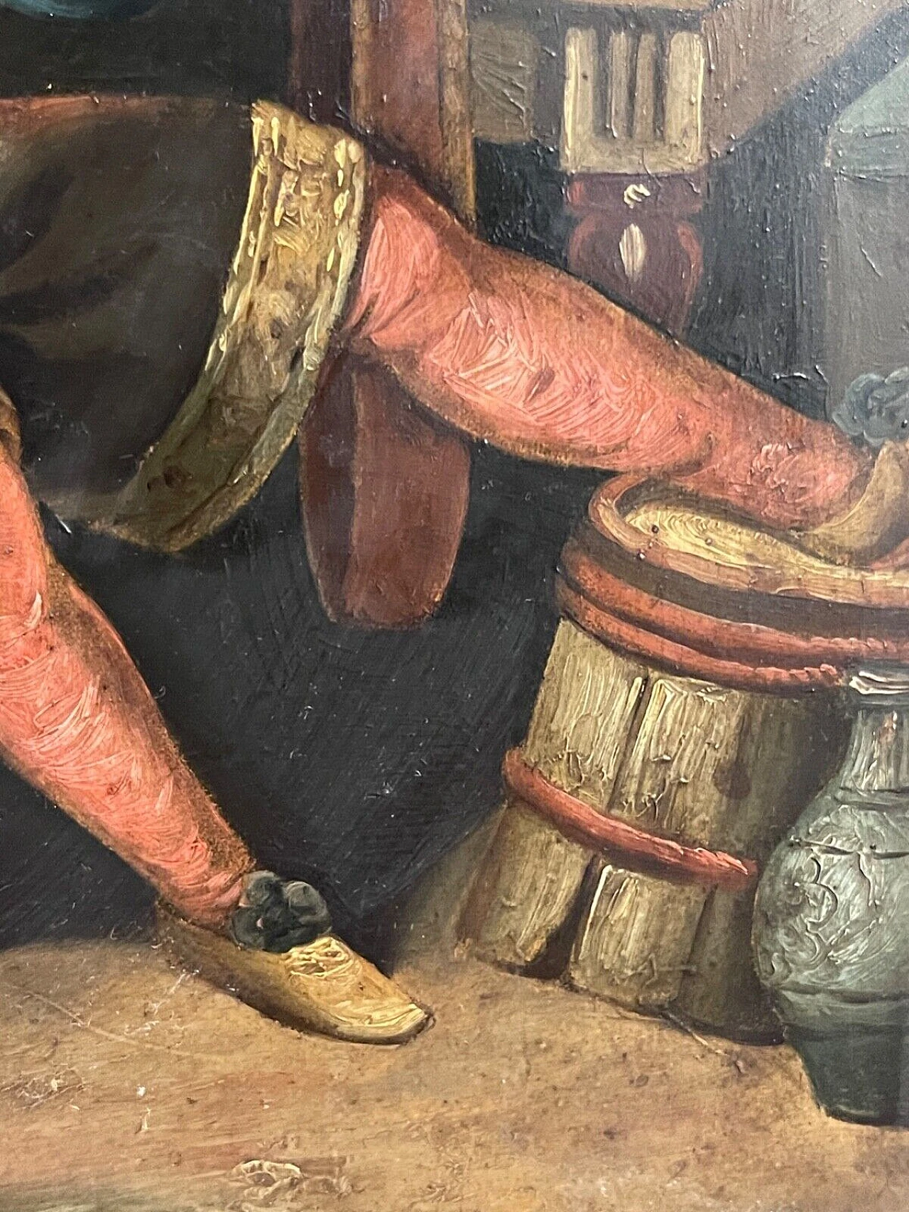 Interior with seated man, oil painting on metal, 18th century 3