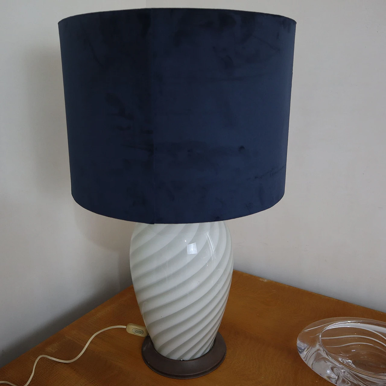 Murano glass table lamp with blue lampshade by T. Barbi, 1970s 5
