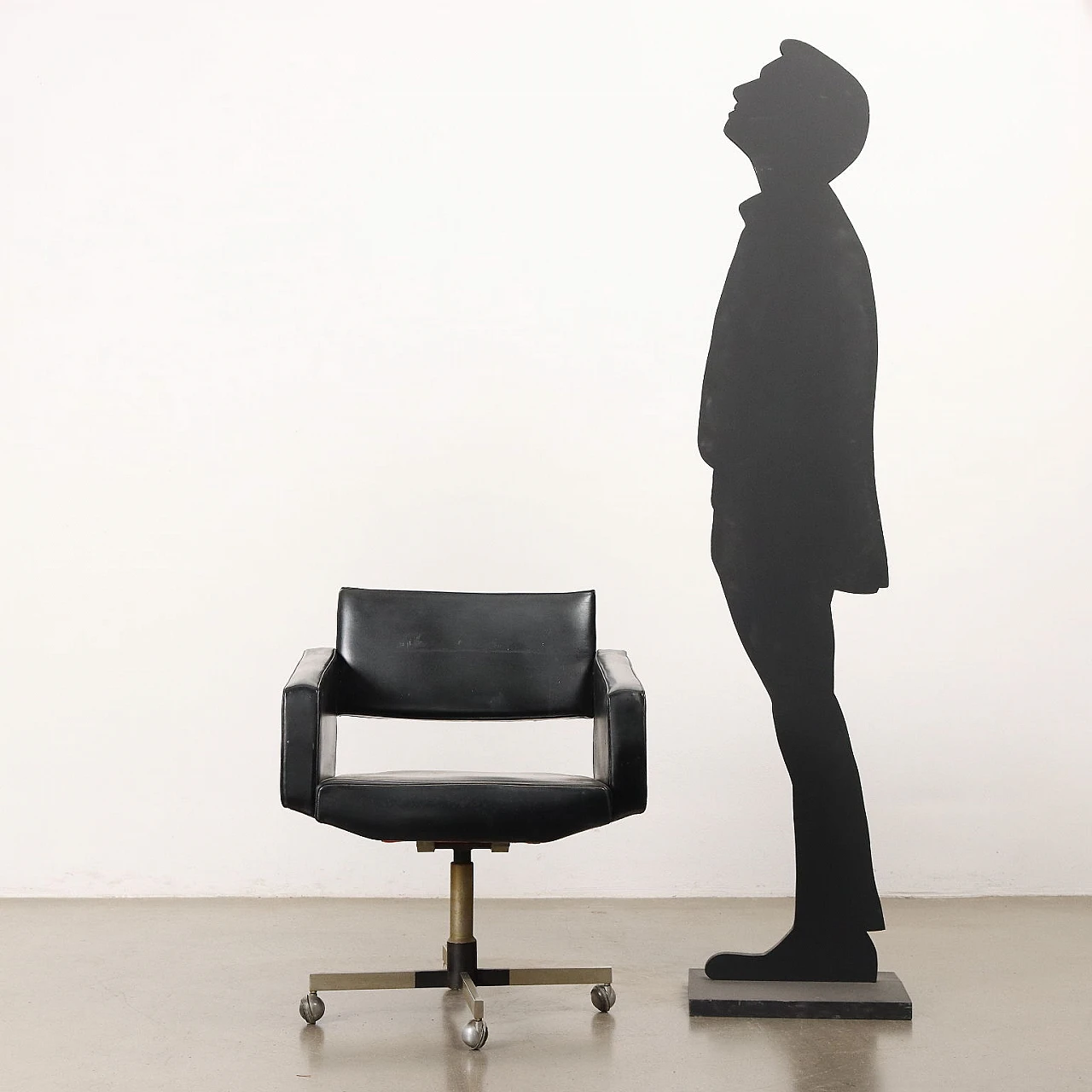 Swivel armchair in leatherette and aluminium, 1960s 2