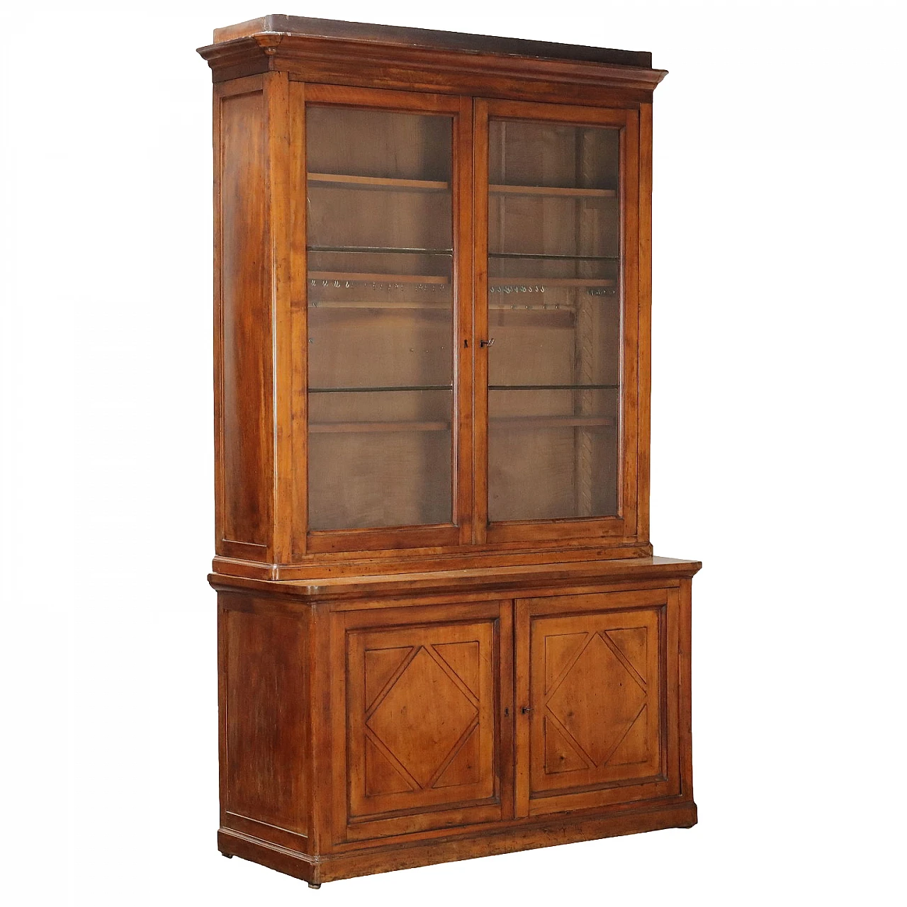 Mahogany bookcase with glass and wood doors, 19th century 1