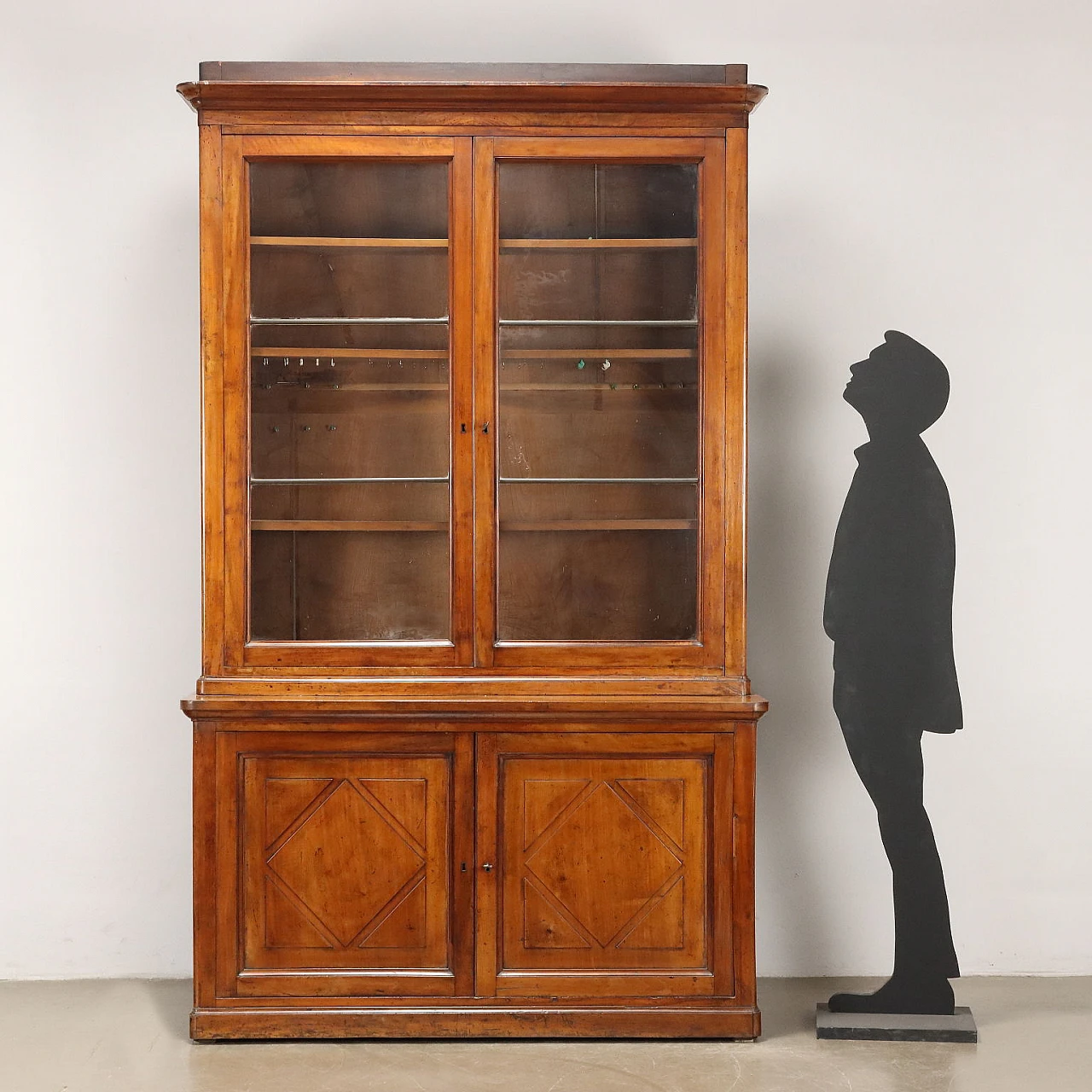 Mahogany bookcase with glass and wood doors, 19th century 2