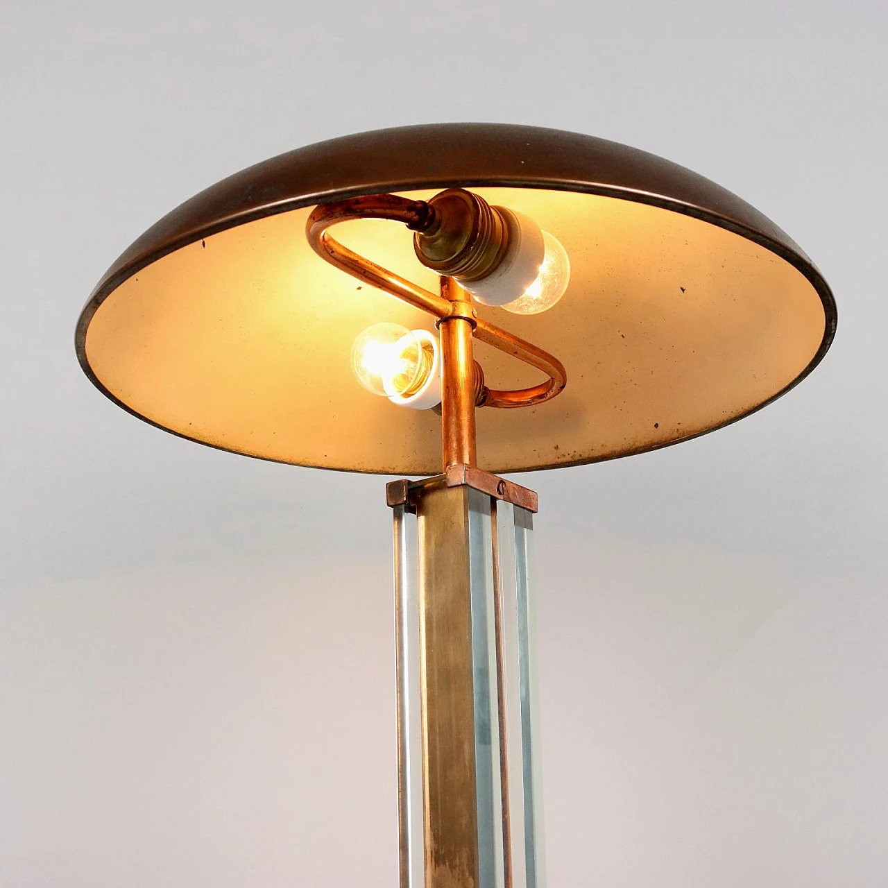 Copper and glass table lamp, 1950s 3