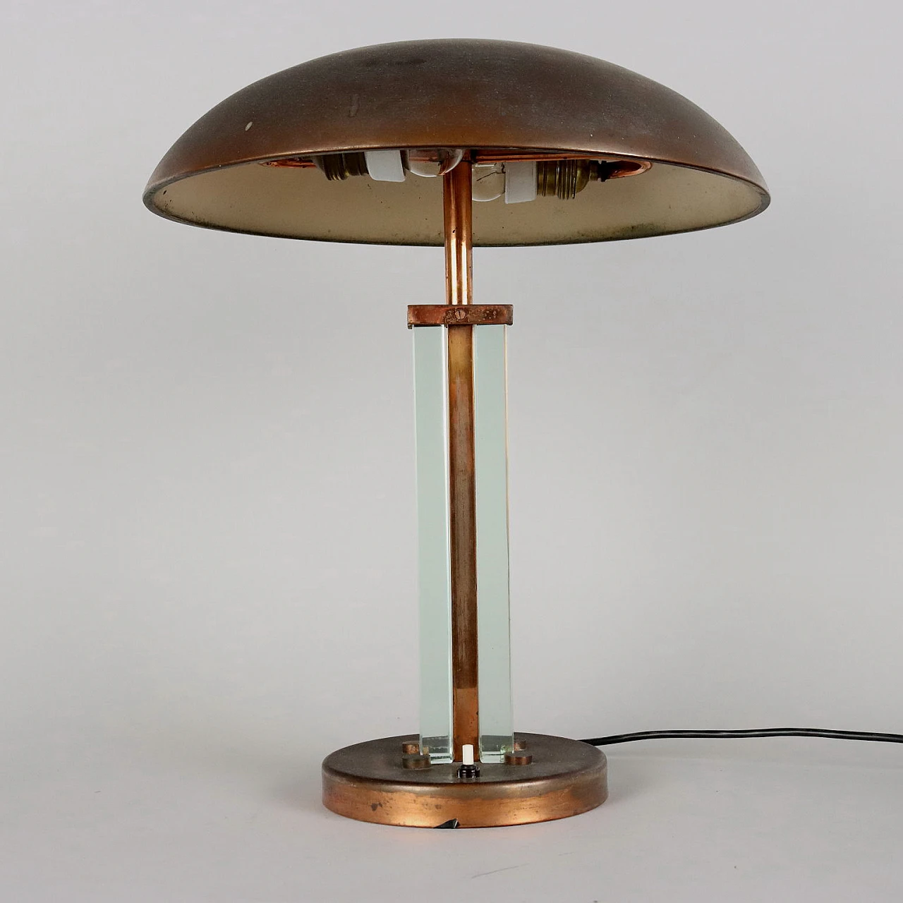 Copper and glass table lamp, 1950s 7