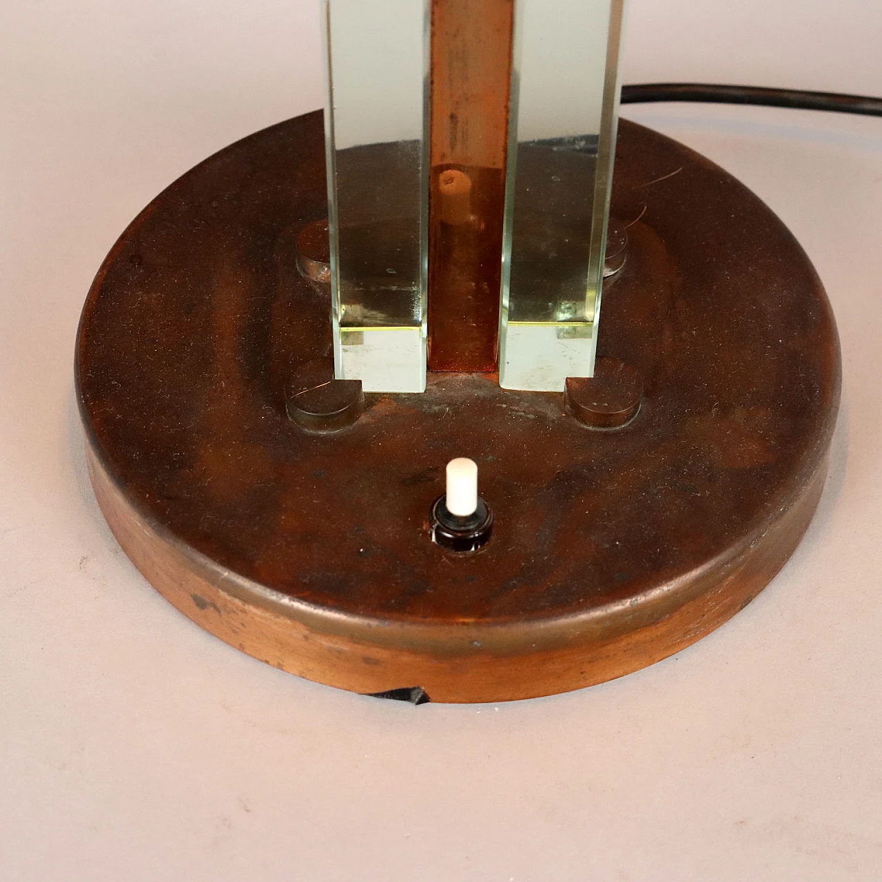 Copper and glass table lamp, 1950s 8