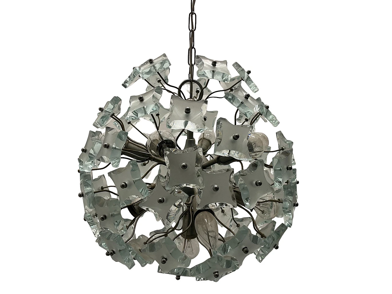 Sputnik glass chandelier by Fontana Arte, 1968. 1