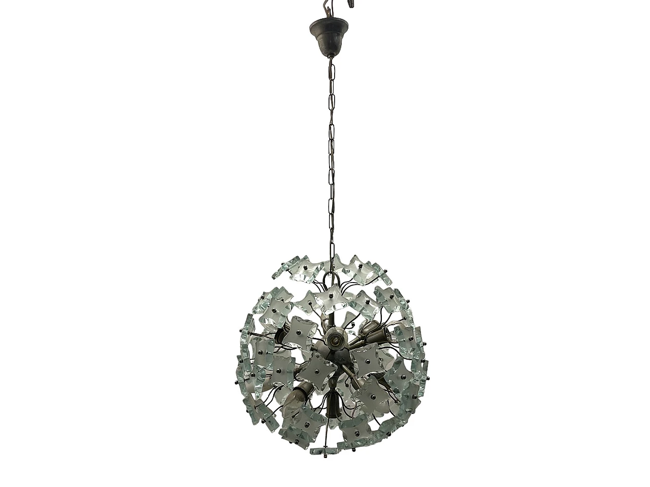 Sputnik glass chandelier by Fontana Arte, 1968. 4