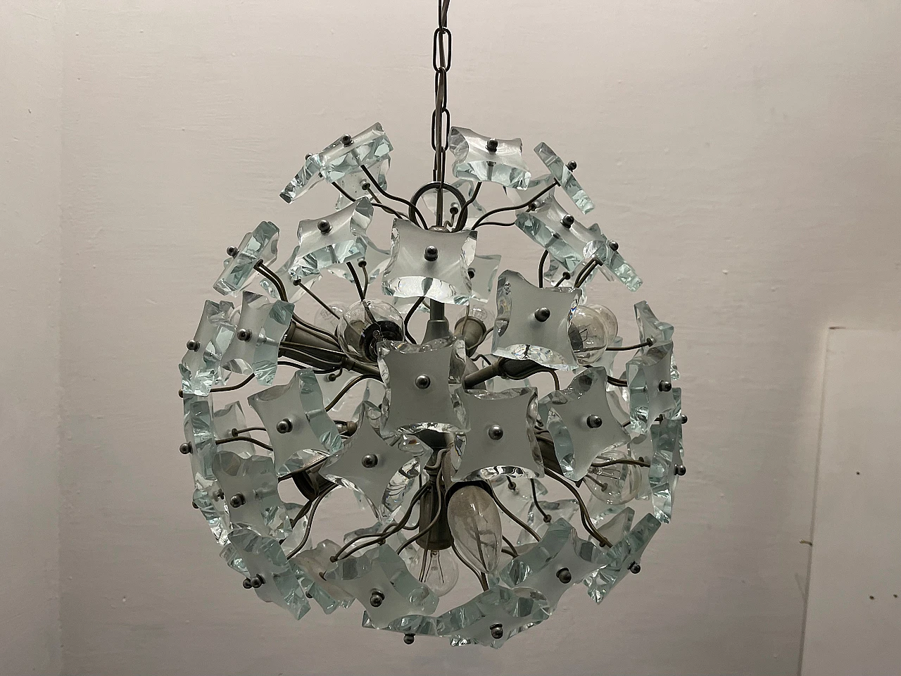 Sputnik glass chandelier by Fontana Arte, 1968. 7