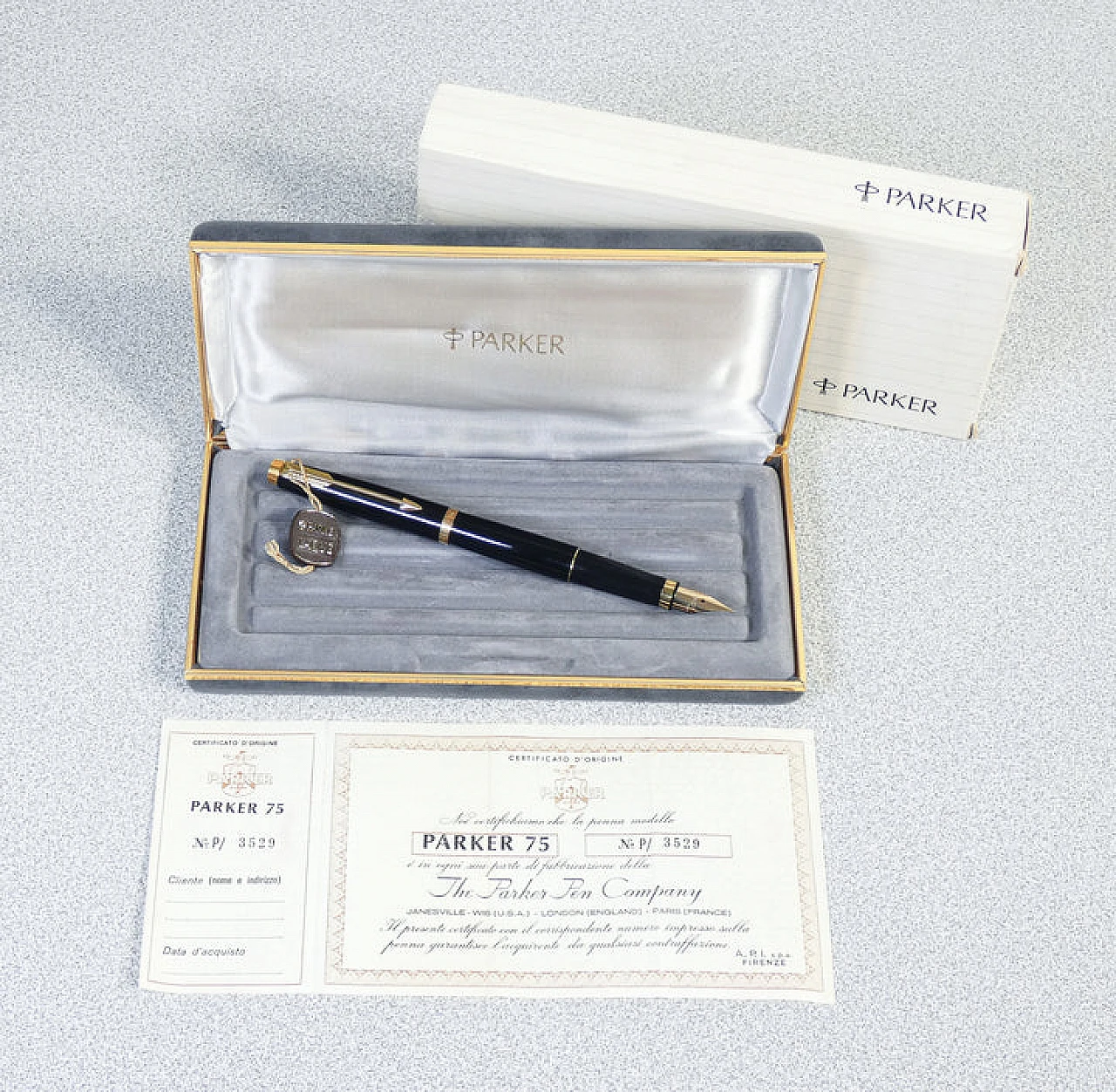 Penna stilografica Parker 75 con custodia, anni '60 1