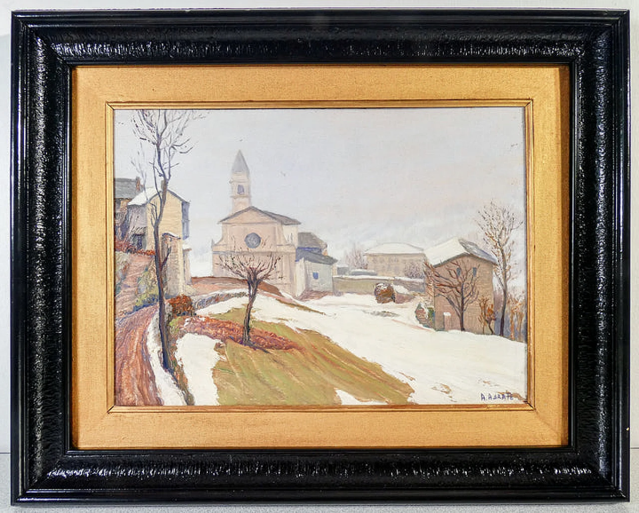 A. Abrate, Church of Magdalene, oil painting on panel, 1940s 1