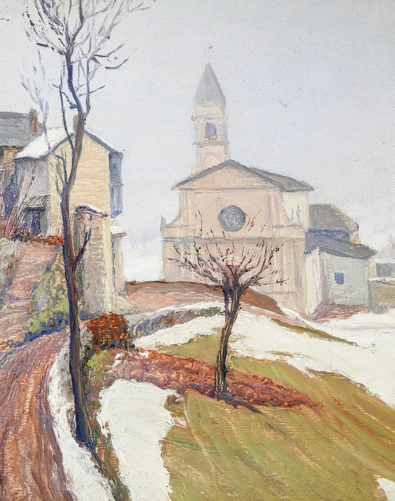 A. Abrate, Church of Magdalene, oil painting on panel, 1940s 3