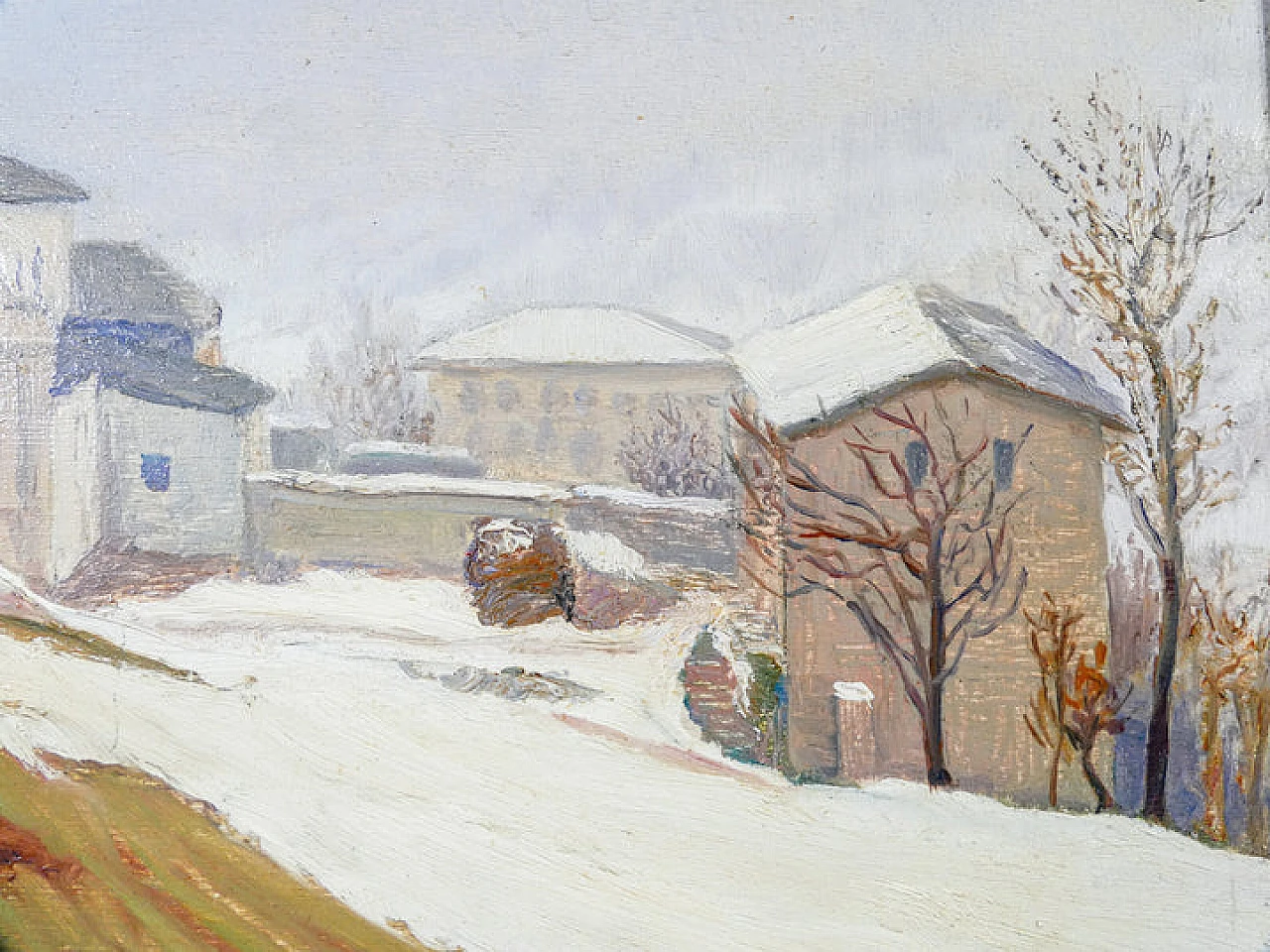 A. Abrate, Church of Magdalene, oil painting on panel, 1940s 5