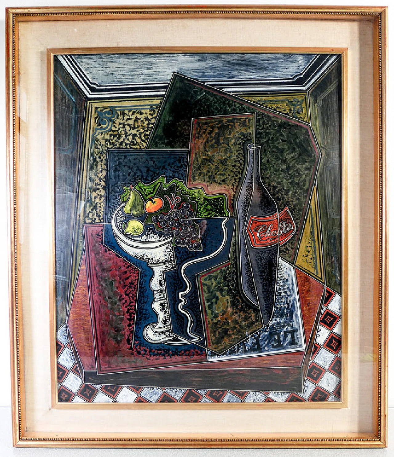 P. Oriani, Objets sur la table, encaustic painting on cardboard, 1930 1