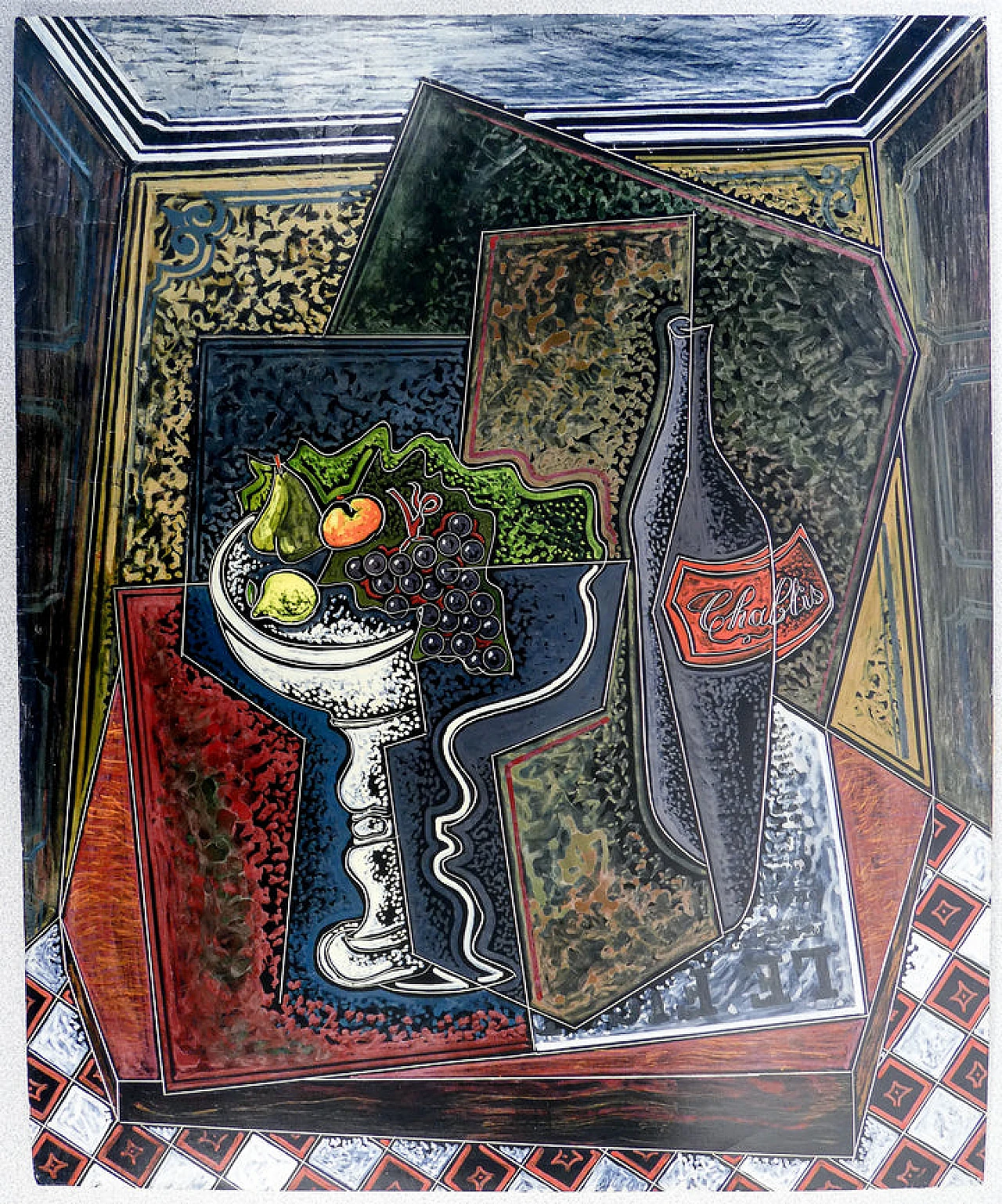 P. Oriani, Objets sur la table, dipinto a encausto su cartone, 1930 2