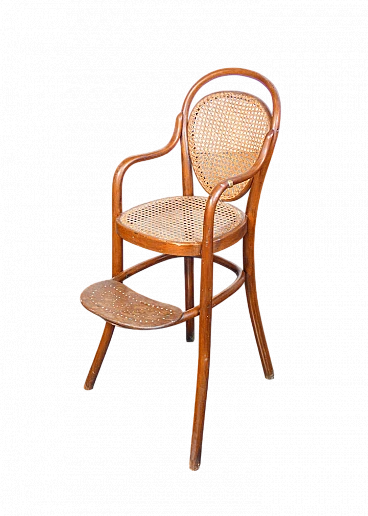 Bent beech and Vienna straw high chair by Thonet, 19th century