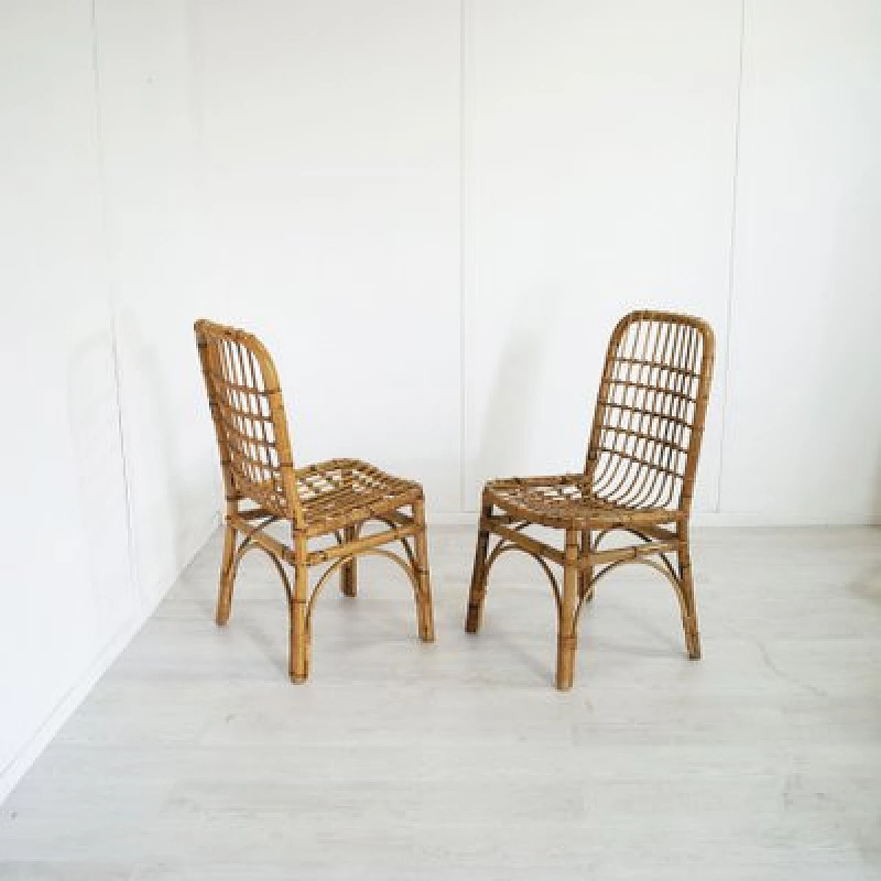 Four bamboo chairs in the style of Albini, 1960s 3