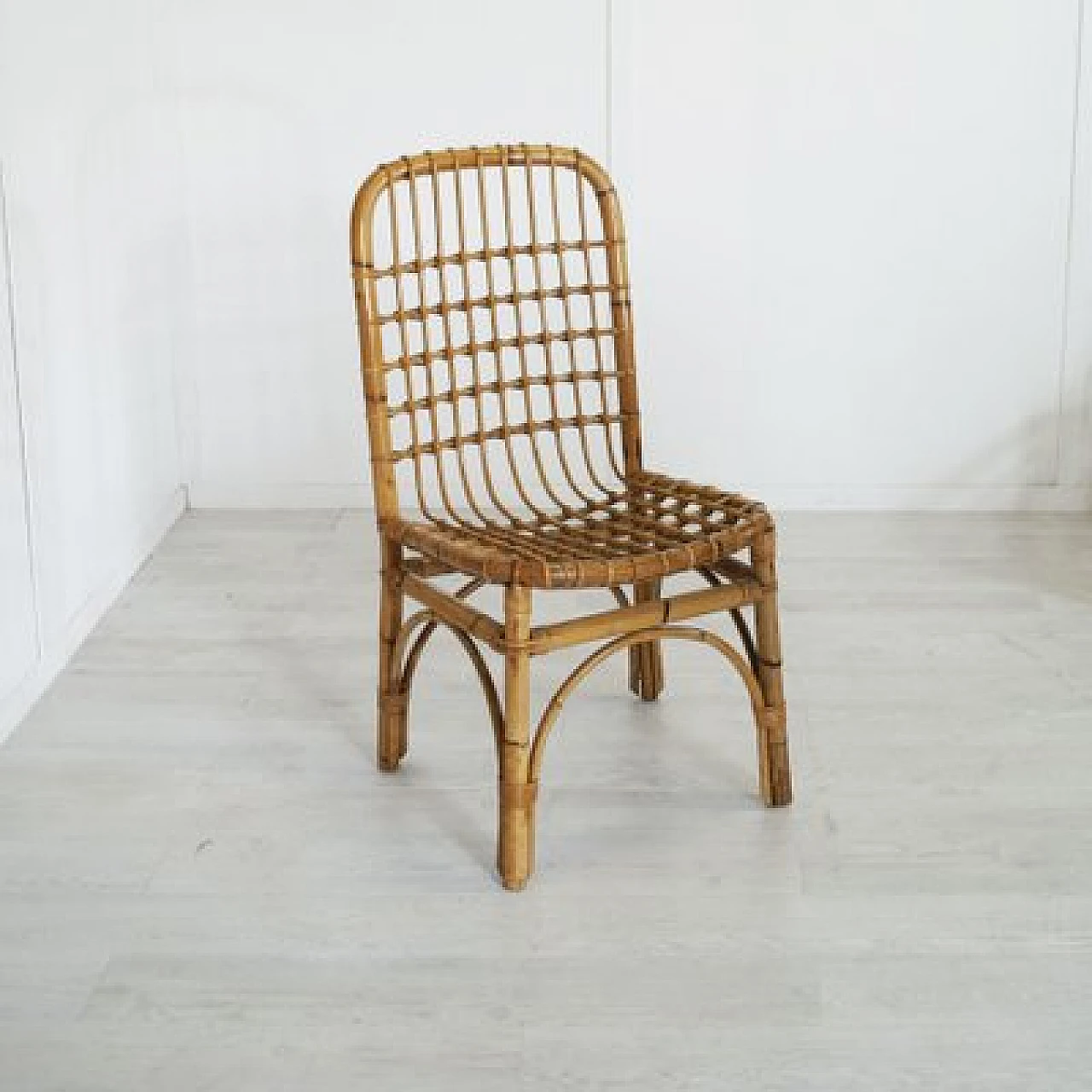 Four bamboo chairs in the style of Albini, 1960s 4
