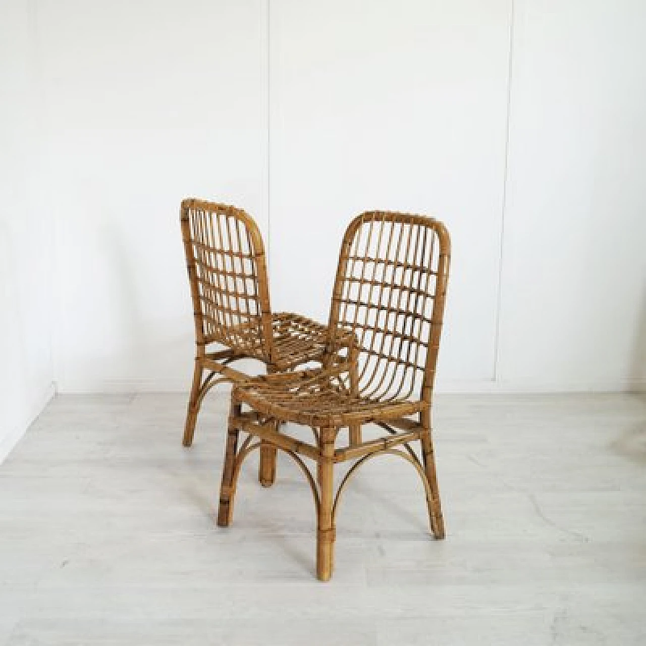 Four bamboo chairs in the style of Albini, 1960s 5