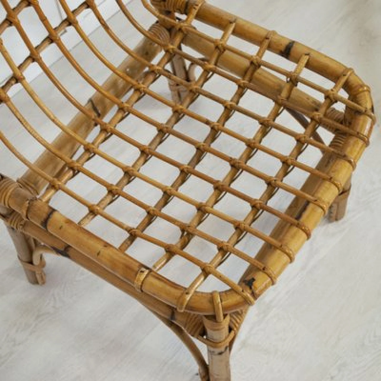 Four bamboo chairs in the style of Albini, 1960s 10