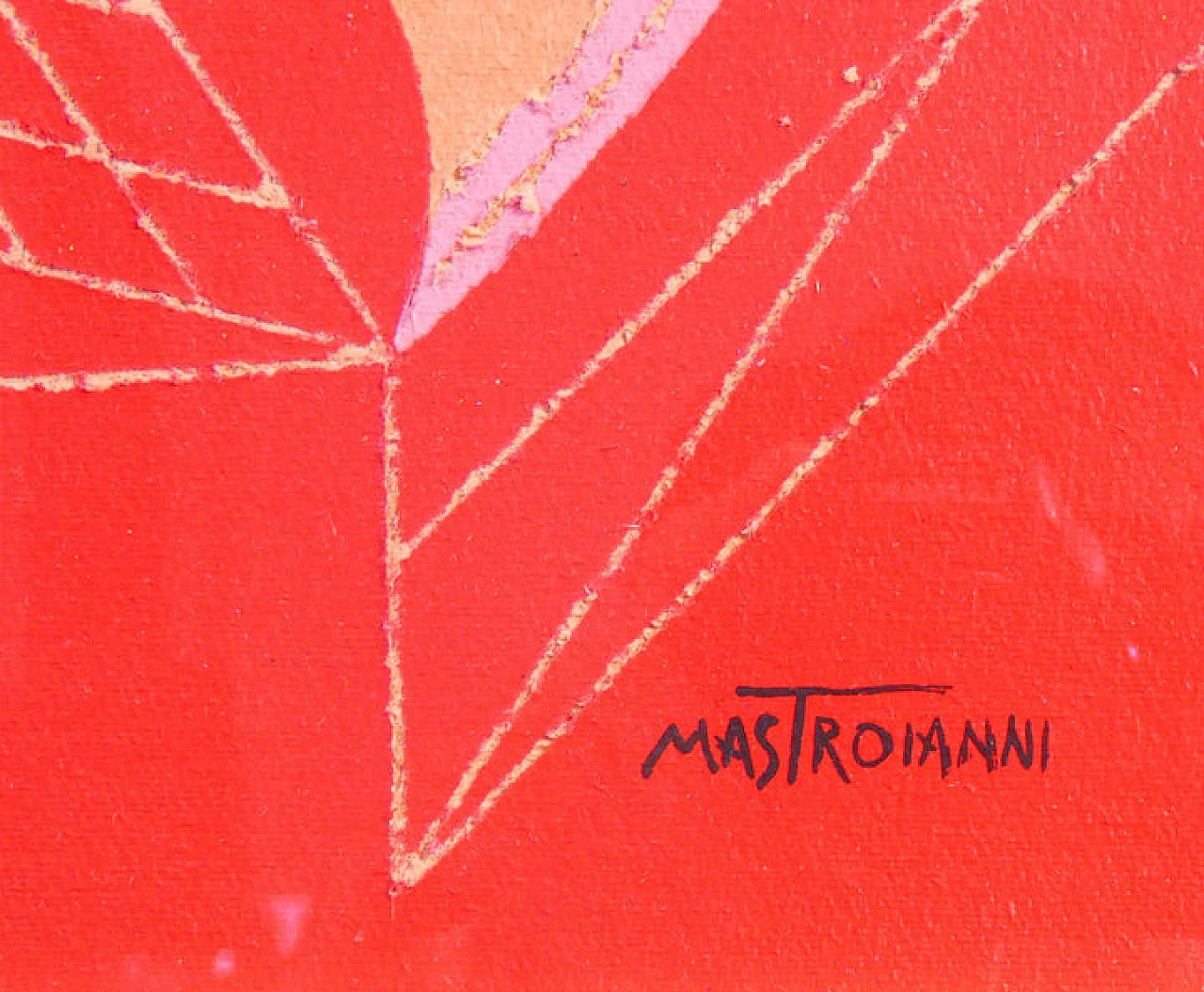 Mastroianni, composizione astratta, dipinto a tecnica mista, anni '70 9