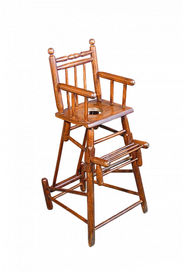Walnut high chair convertible into potty, 19th century