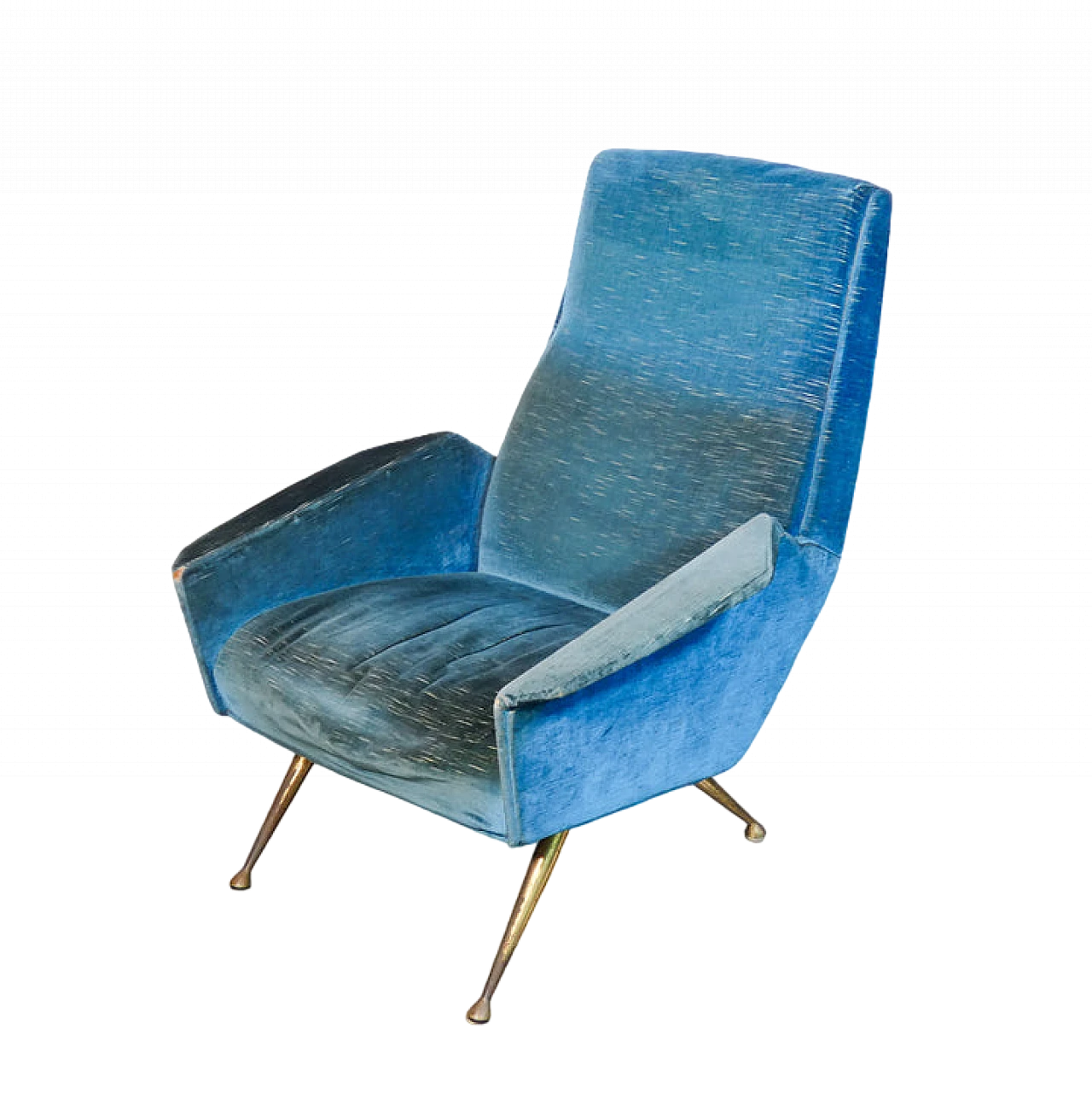 Blue velvet armchair, 1940s 2