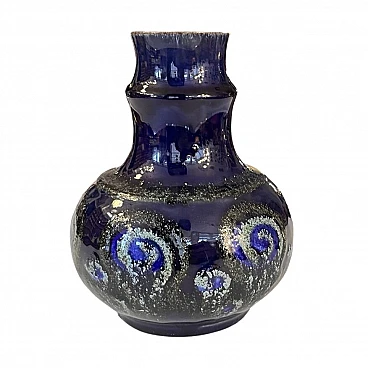 Cobalt ceramic vase by Strehla Keramik, 1960s