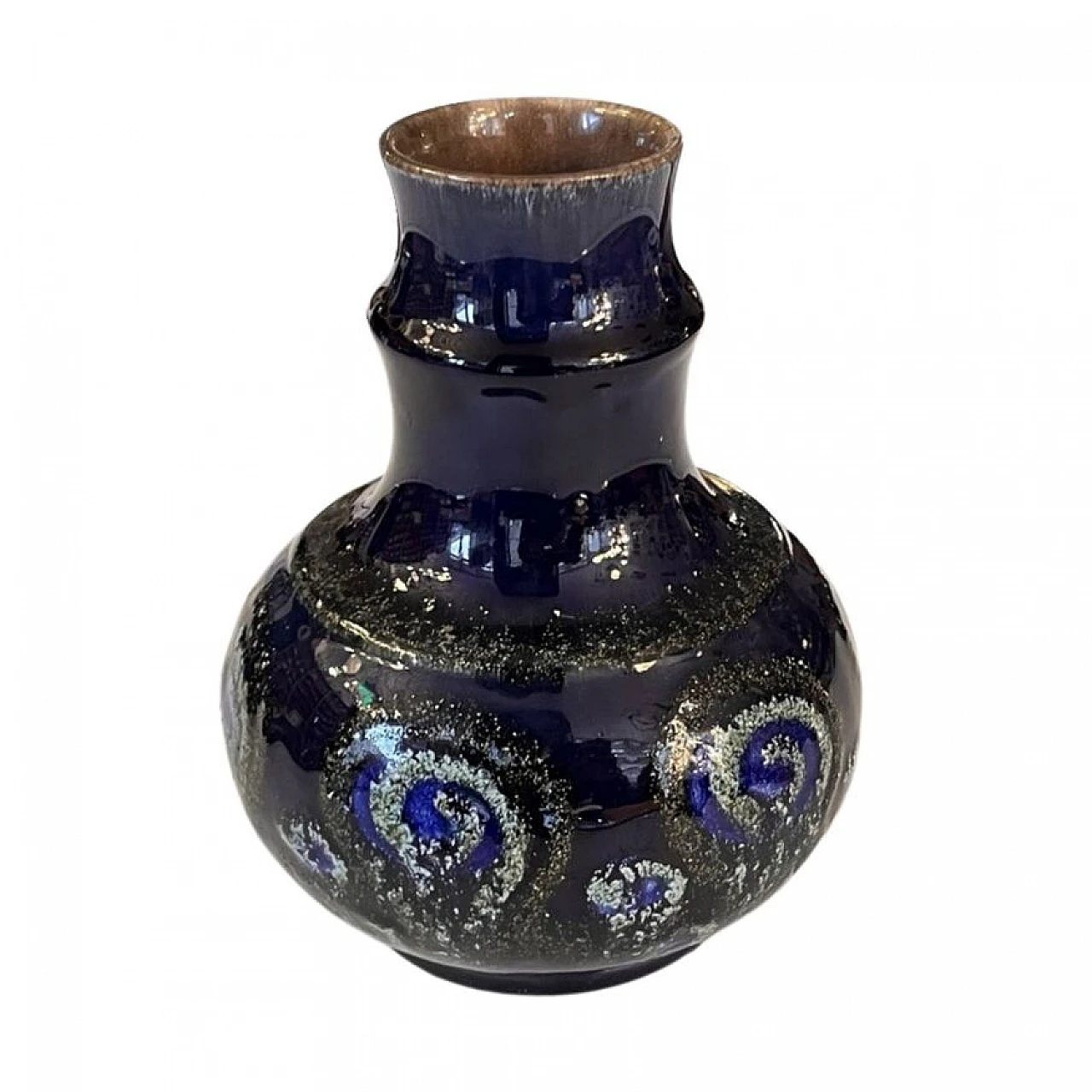 Cobalt ceramic vase by Strehla Keramik, 1960s 5