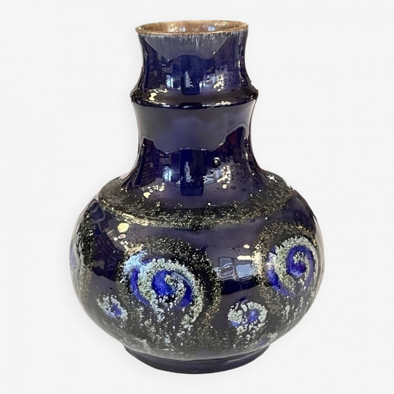 Cobalt ceramic vase by Strehla Keramik, 1960s 7