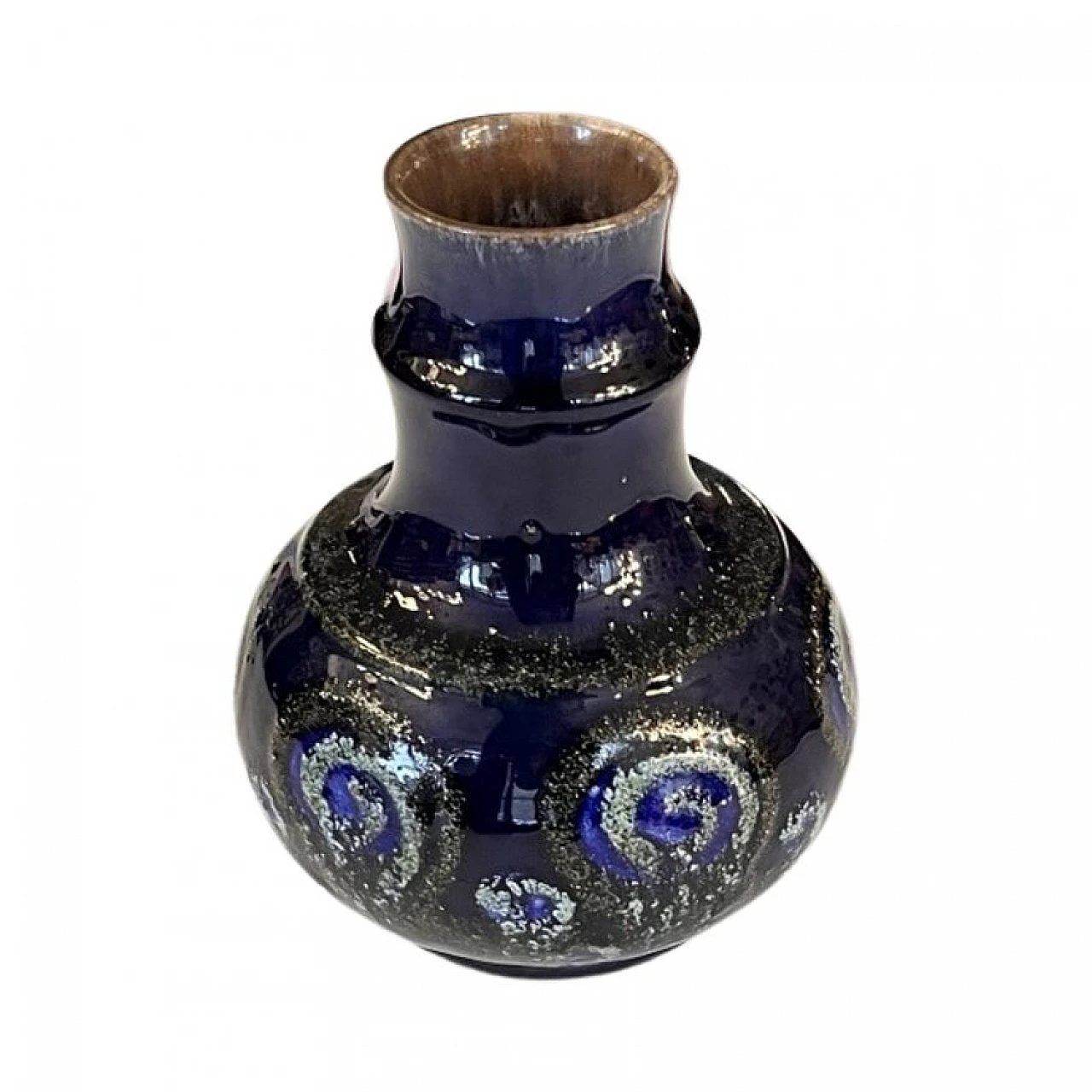 Cobalt ceramic vase by Strehla Keramik, 1960s 8