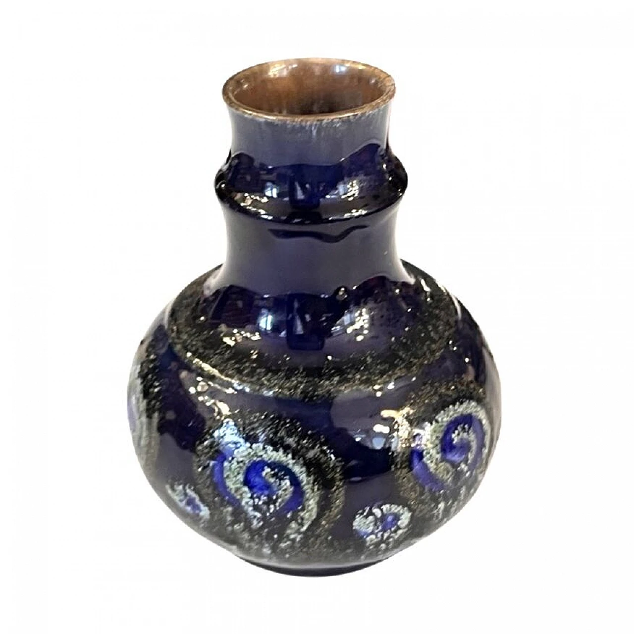 Cobalt ceramic vase by Strehla Keramik, 1960s 10