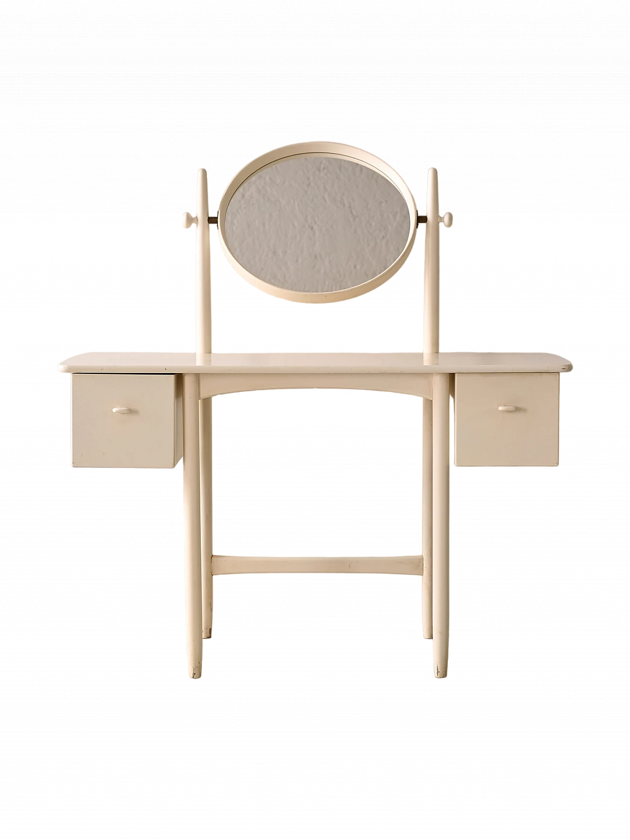 Scandinavian white wood vanity table with adjustable mirror, 1960s 11